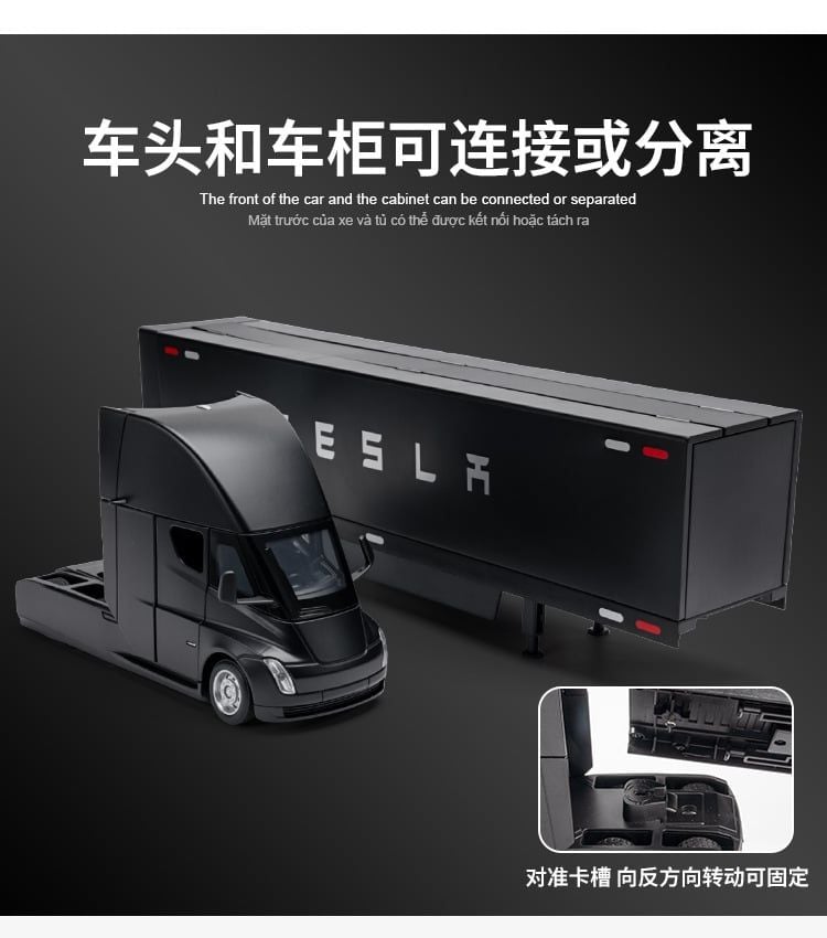  Mô hình xe container đầu kéo kèm thùng Tesla truck tỉ lệ 1:32 Alloy model A3260 