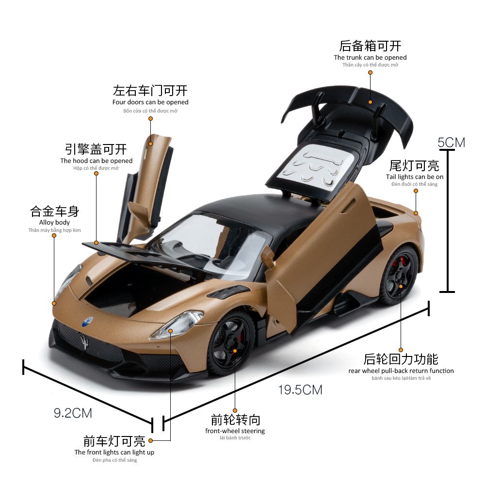  Mô hình xe Maserati GT2 Stradale full open tỉ lệ 1:24 Chimei Model C381-1 