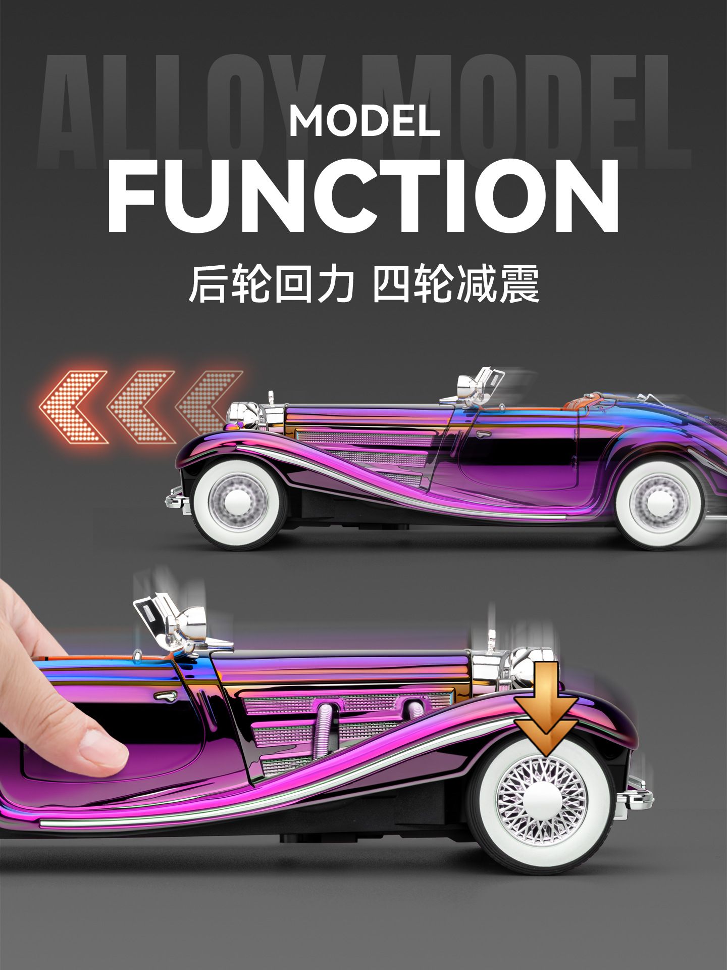  Mô hình xe Mercedes Benz 500K crom version full open tỉ lệ 1:24 Chezhi CZ241832 