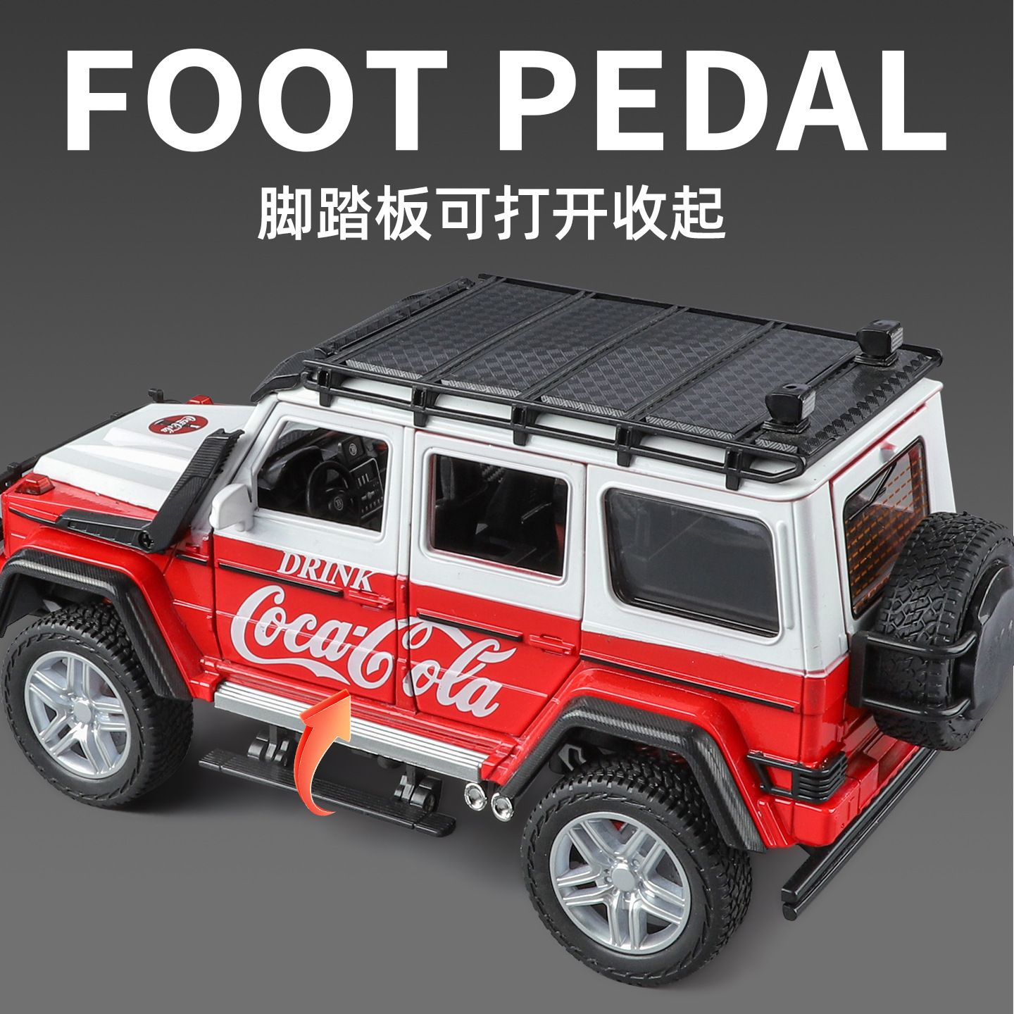  Mô hình xe Mercedes Benz G550 Off road Coca Cola full open tỉ lệ 1:24 Jinlifiang 1901-181 