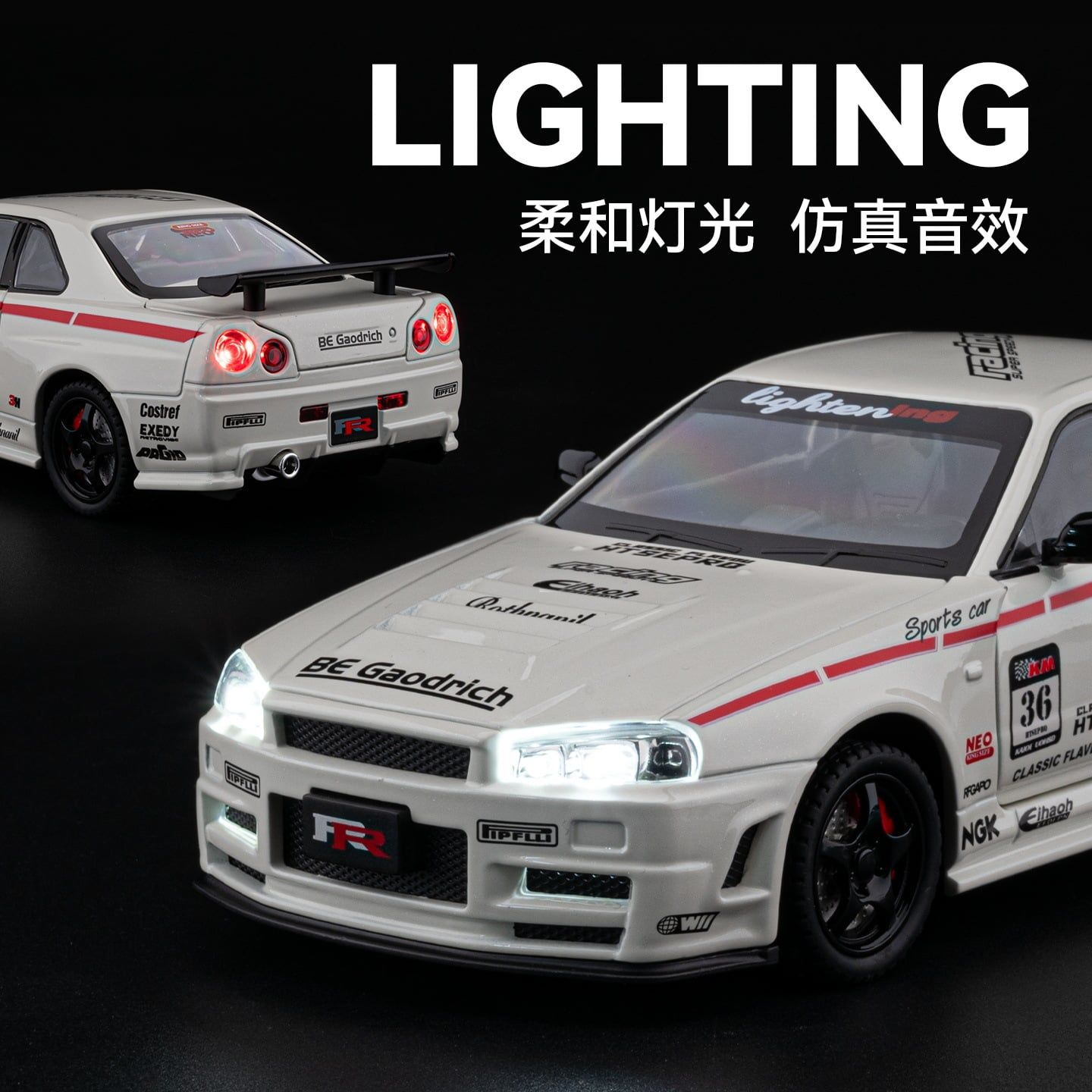  Mô hình xe Nissan GTR R34 Top Secret full open tỉ lệ 1:24 Chezhi CZ241192 