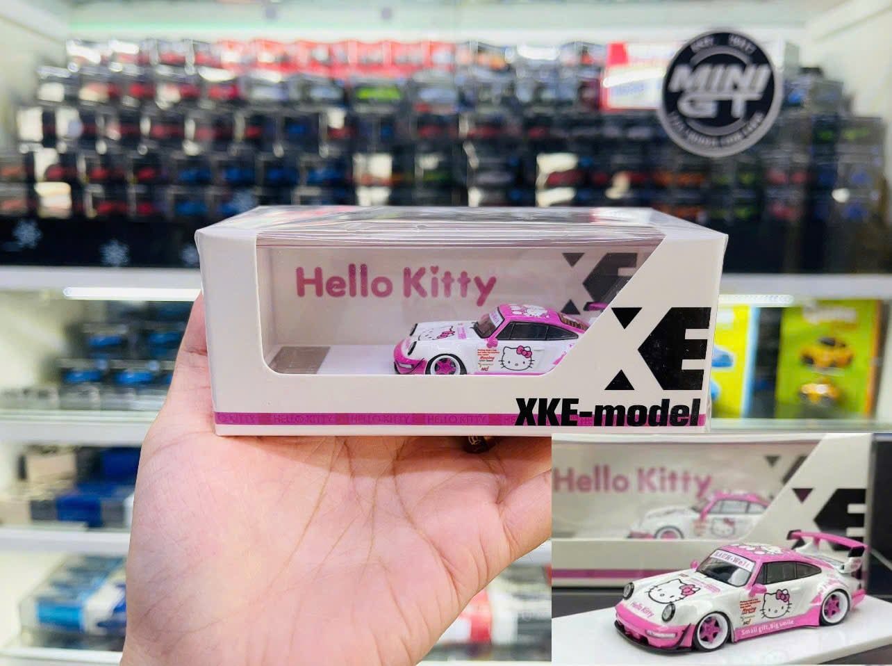  Mô hình xe Porsche RWB 964 Hello kitty Livery ver 2 tỉ lệ 1:64 XKE Model OT64615 
