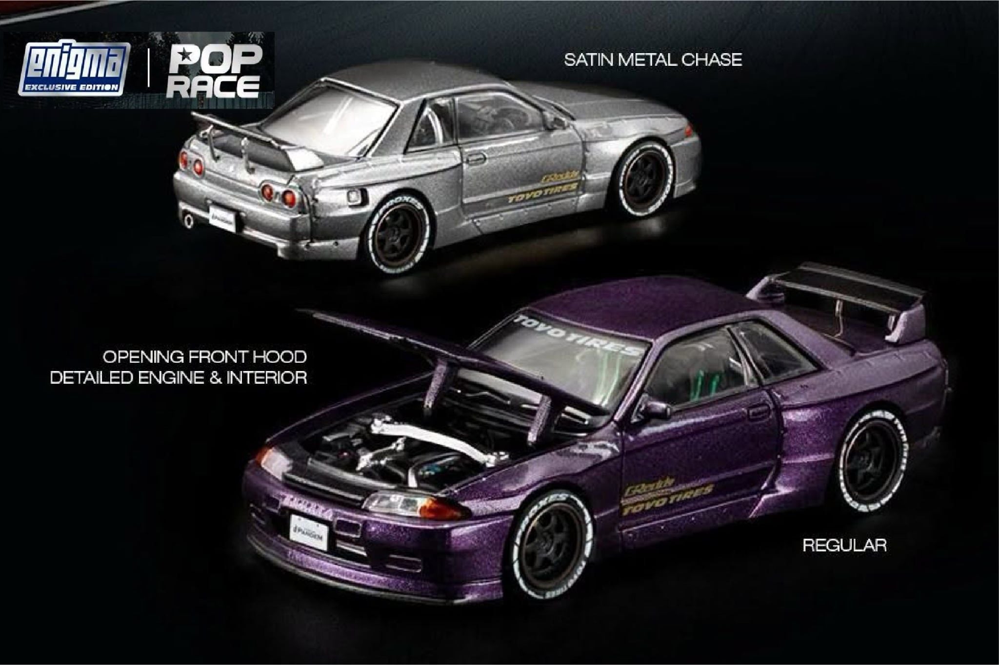  Mô hình xe Nissan Pandem GT-R R32 Magic Purple tỉ lệ 1:64 Pop Race PRE039 