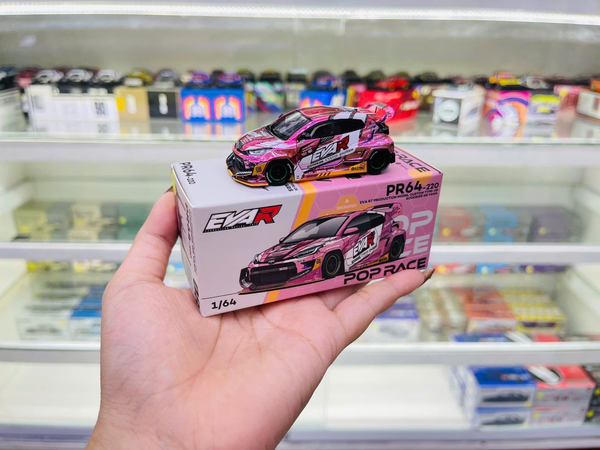  [Hàng Loose] Mô hình xe Honda Yaris GR EVA RT production model custom Type-08 Goodride tỉ lệ 1:64 Poprace PR640220 