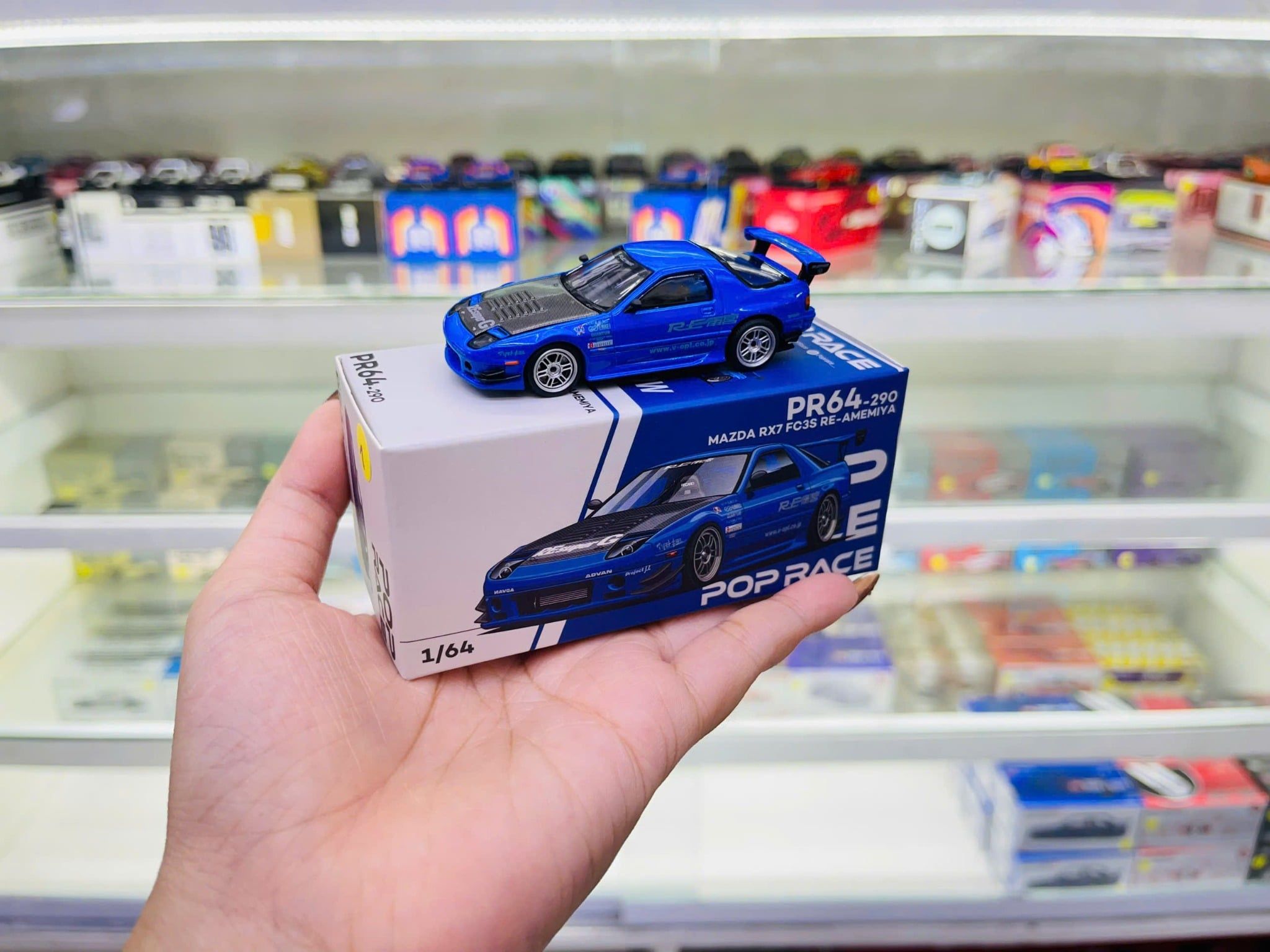  [Hàng Loose] Mô hình xe Mazda RX-7 Re-Amemiya tỉ lệ 1:64 Poprace PR640290 