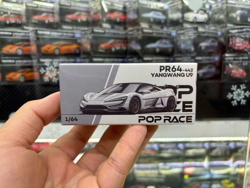  Mô hình xe ô tô Yangwang U9 silver Hypercar tỉ lệ 1:64 Poprace PR640442 