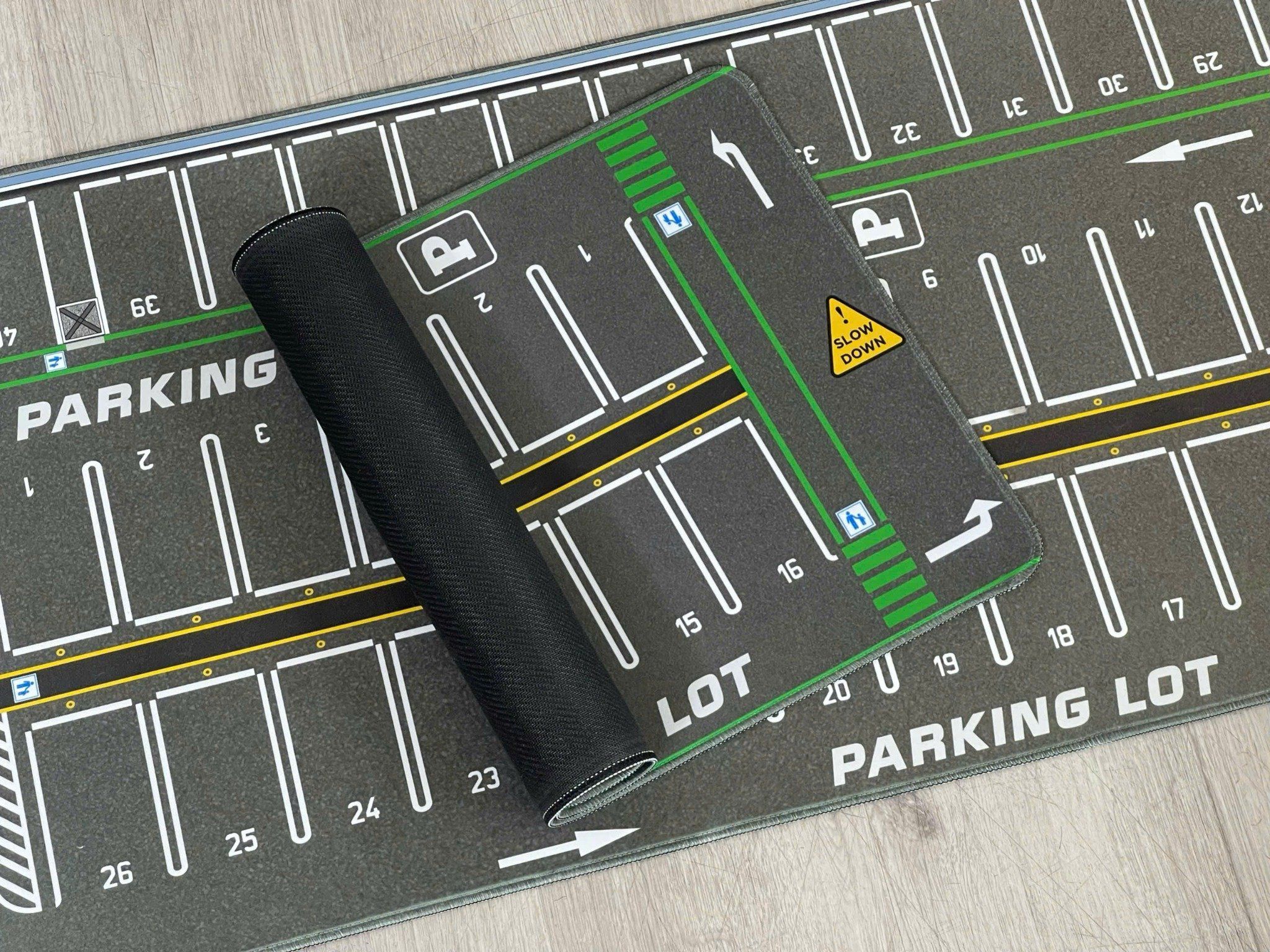  Phụ kiện thảm sa bàn chống trượt mô phỏng diorama bãi đỗ xe/ Parking lot đường xe chạy kích thước 90x40cm cho mô hình xe 1:64 Autono1 PT014 