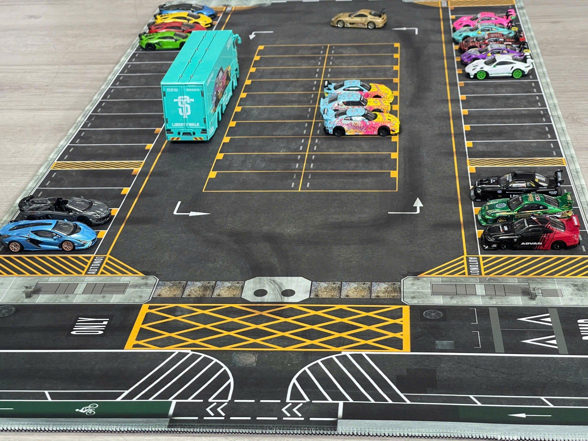  Phụ kiện thảm sa bàn chống trượt mô phỏng diorama bãi đỗ xe kích thước 100x50 cho mô hình xe 1:64 Autono1 PT020 