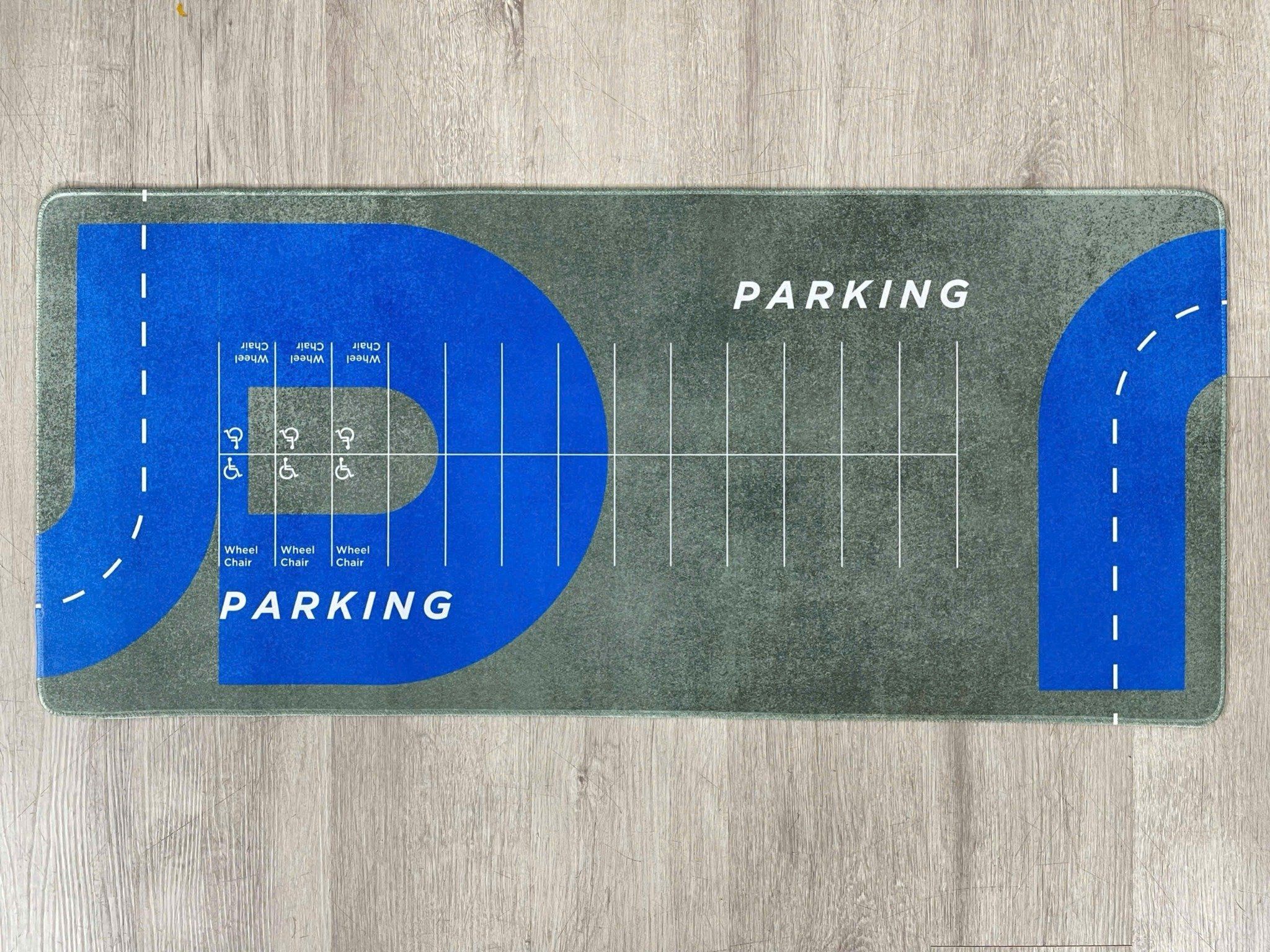  Phụ kiện thảm sa bàn chống trượt mô phỏng diorama bãi đỗ xe có đường đi xanh kích thước 90x40 cho mô hình xe 1:64 Autono1 PT021 