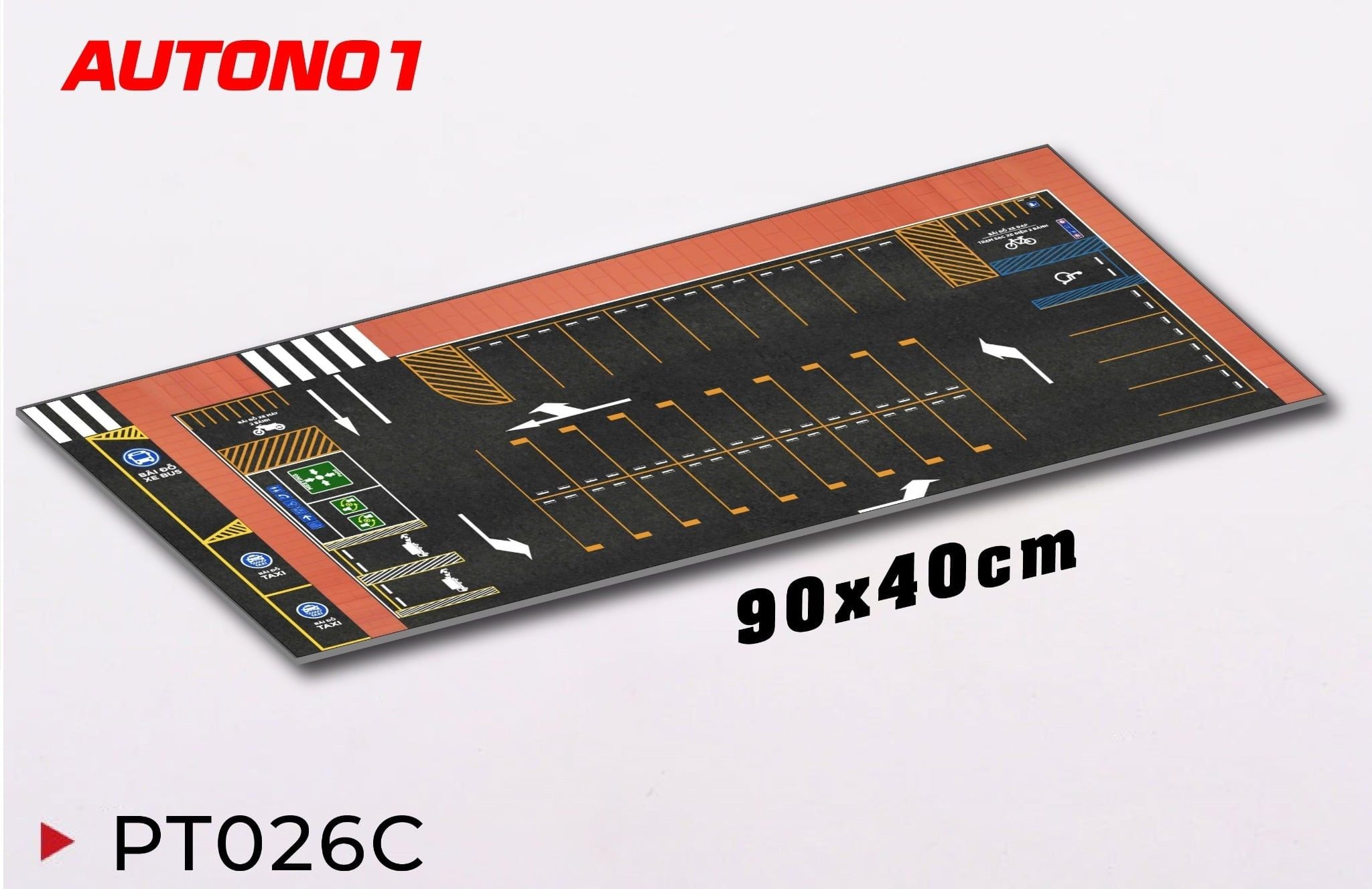  Phụ kiện thảm sa bàn chống trượt mô phỏng diorama bãi đỗ xe có nền gạch kích thước 90x40 cho mô hình xe 1:64 Autono1 PT026 