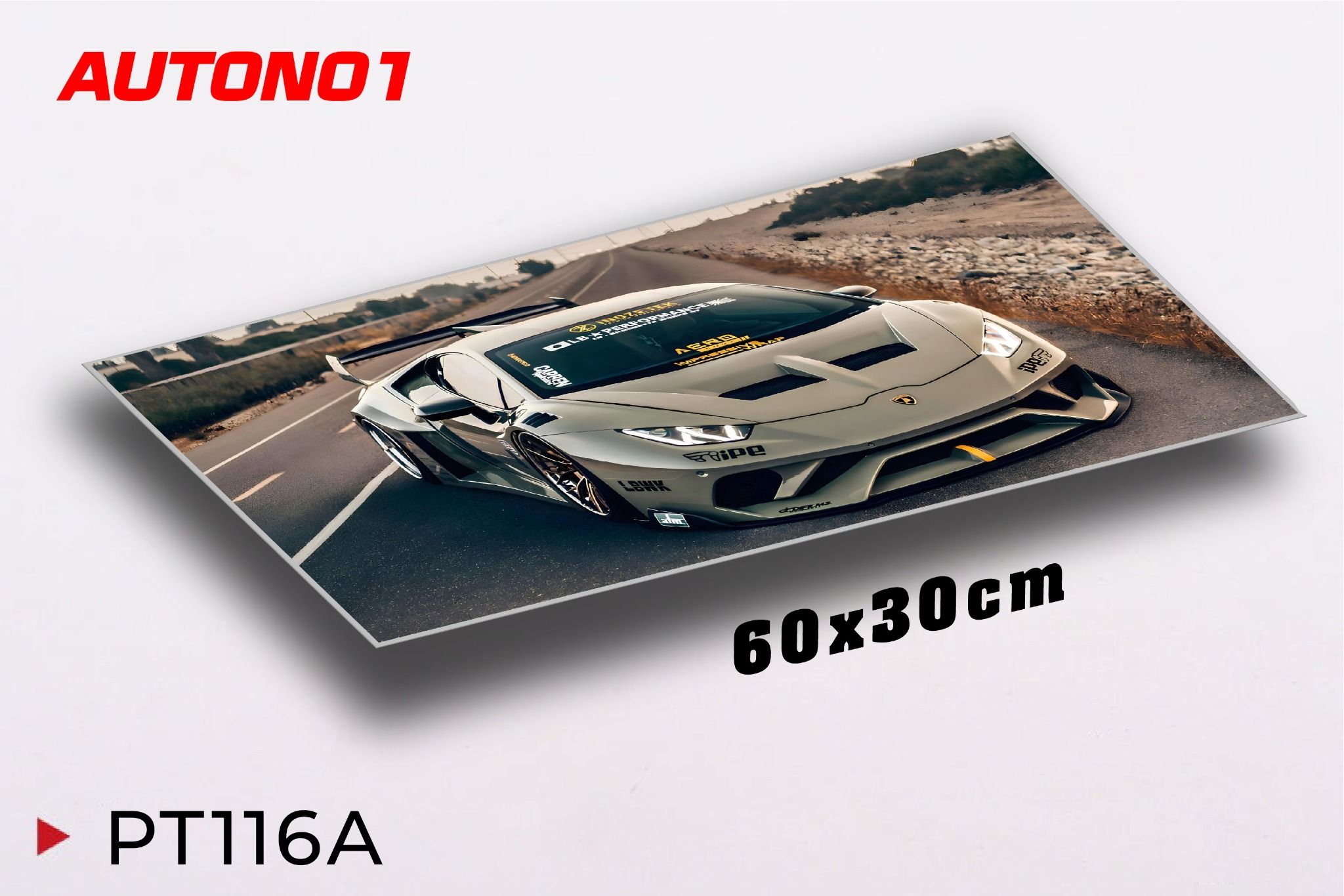  Phụ kiện Thảm lót chống trượt chủ đề siêu xe Lamborghini kích thước 30x60cm Autono1 PT116A 