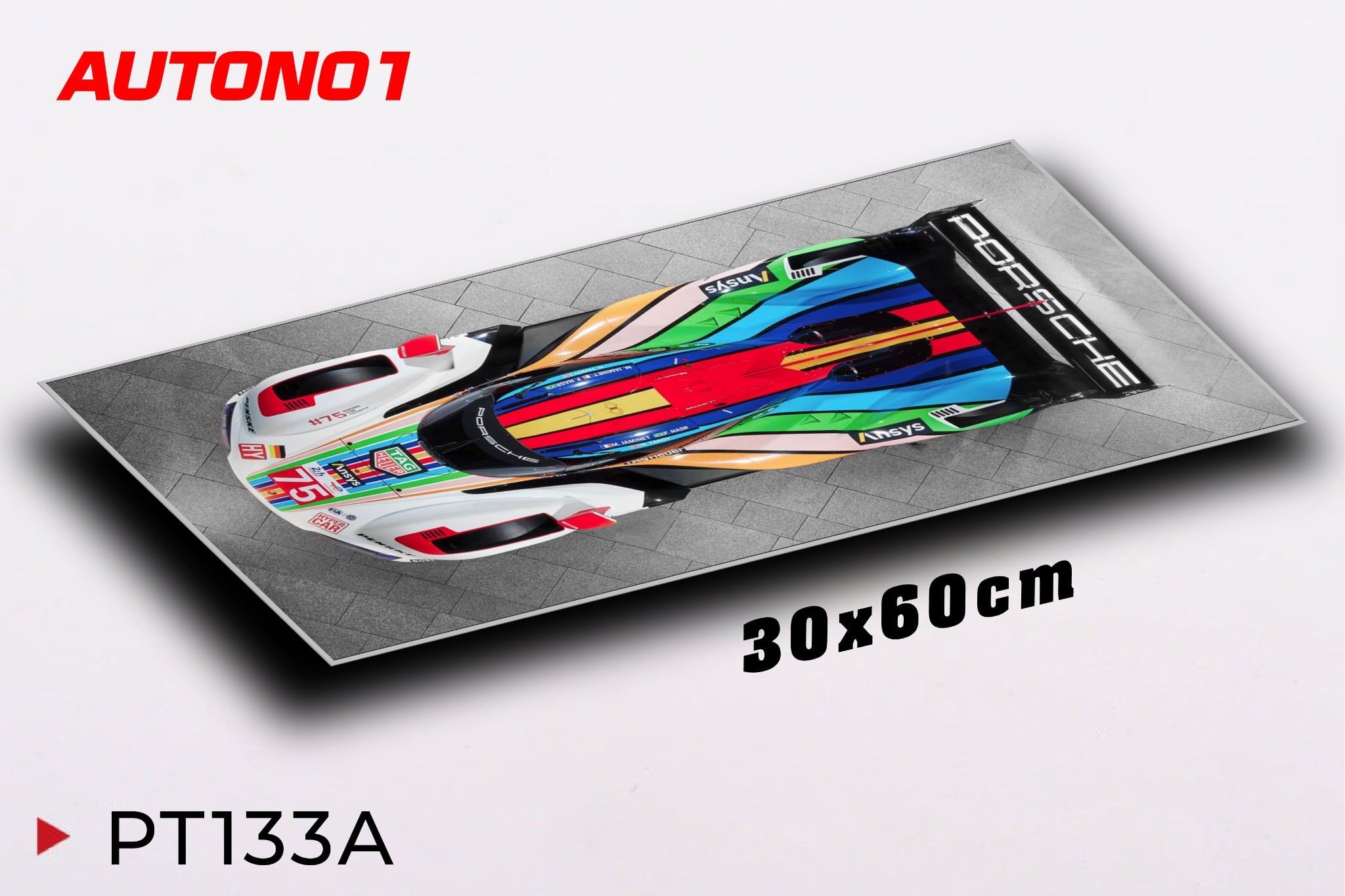  Phụ kiện Thảm lót chống trượt chủ đề siêu xe Porsche 963 kích thước 30x60cm Autono1 PT133A 