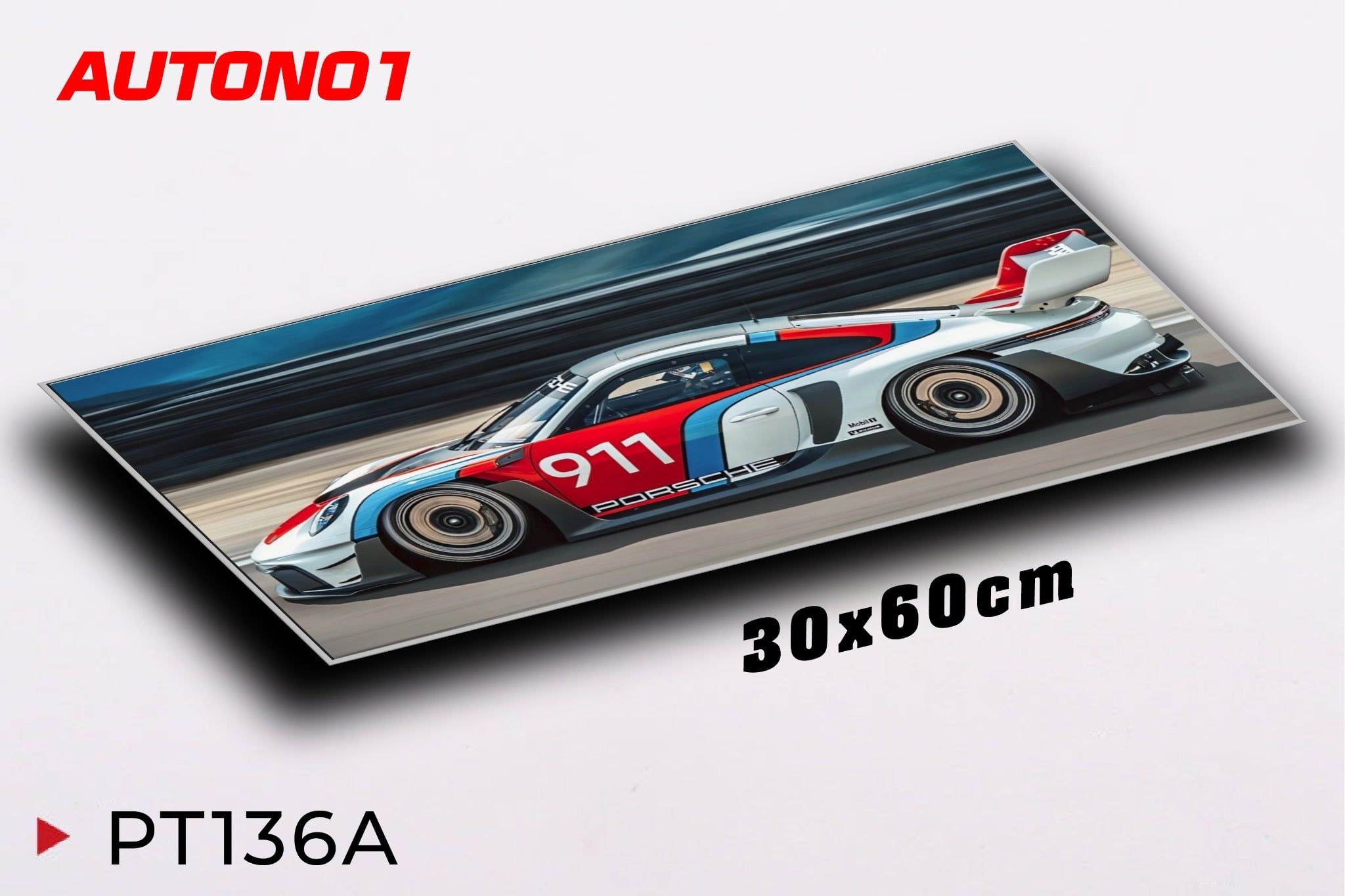  Phụ kiện Thảm lót chống trượt chủ đề siêu xe Porsche 992 GT3 R Rennsport kích thước 30x60cm Autono1 PT136A 