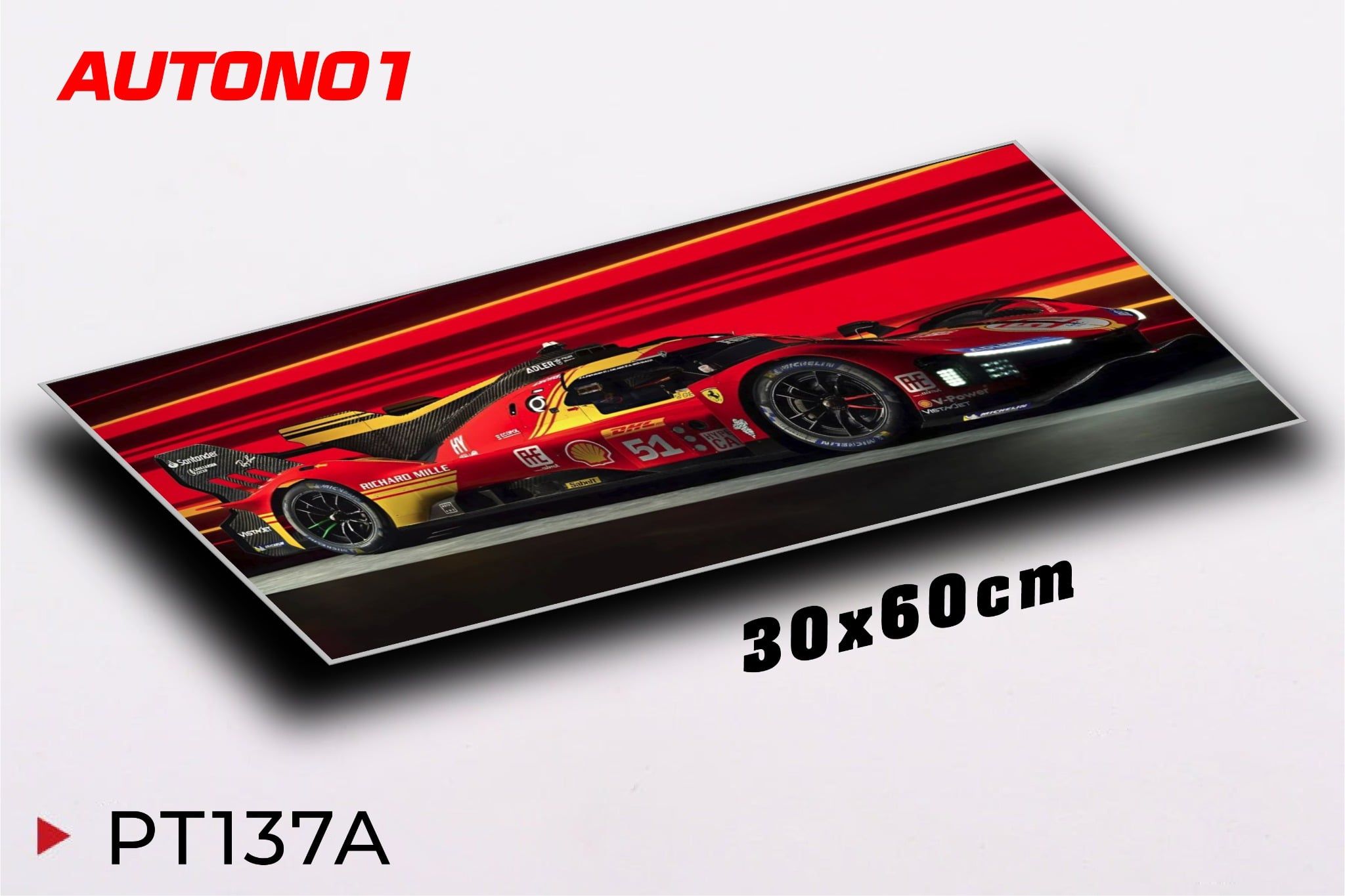  Phụ kiện Thảm lót chống trượt chủ đề siêu xe Ferrari 499P kích thước 30x60cm Autono1 PT137A 