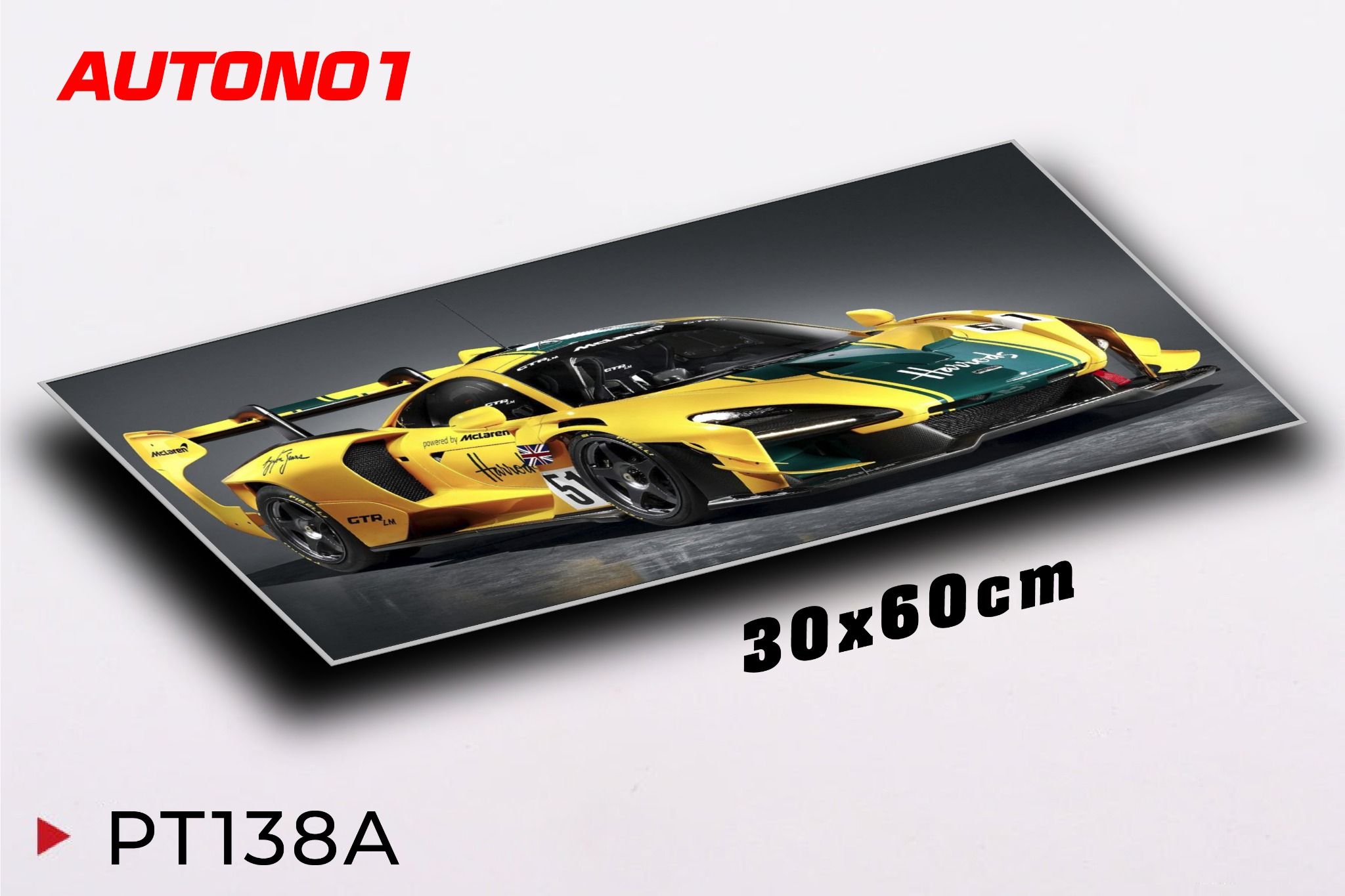  Phụ kiện Thảm lót chống trượt chủ đề siêu xe Mclaren Senna GTR LM kích thước 30x60cm Autono1 PT138A 