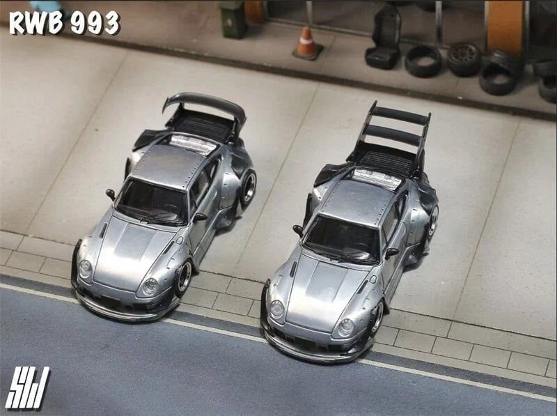  Mô hình xe Porsche Rauth Welt RWB 993 silver tỉ lệ 1:64 Street weapon OT64746 