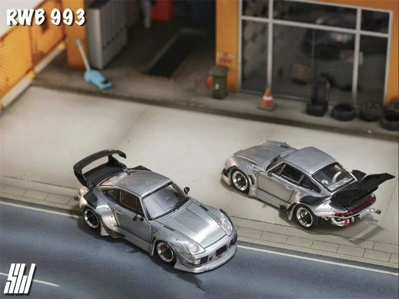  Mô hình xe Porsche Rauth Welt RWB 993 silver tỉ lệ 1:64 Street weapon OT64746 