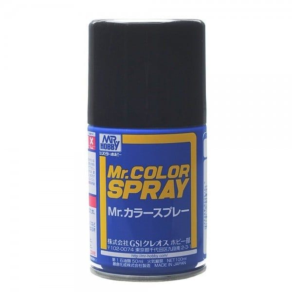  Lacquer S2 Gloss black bình xịt pha sẵn sơn mô hình màu đen bóng dòng Mr.Color Spray 100ml Mr.Hobby S2 