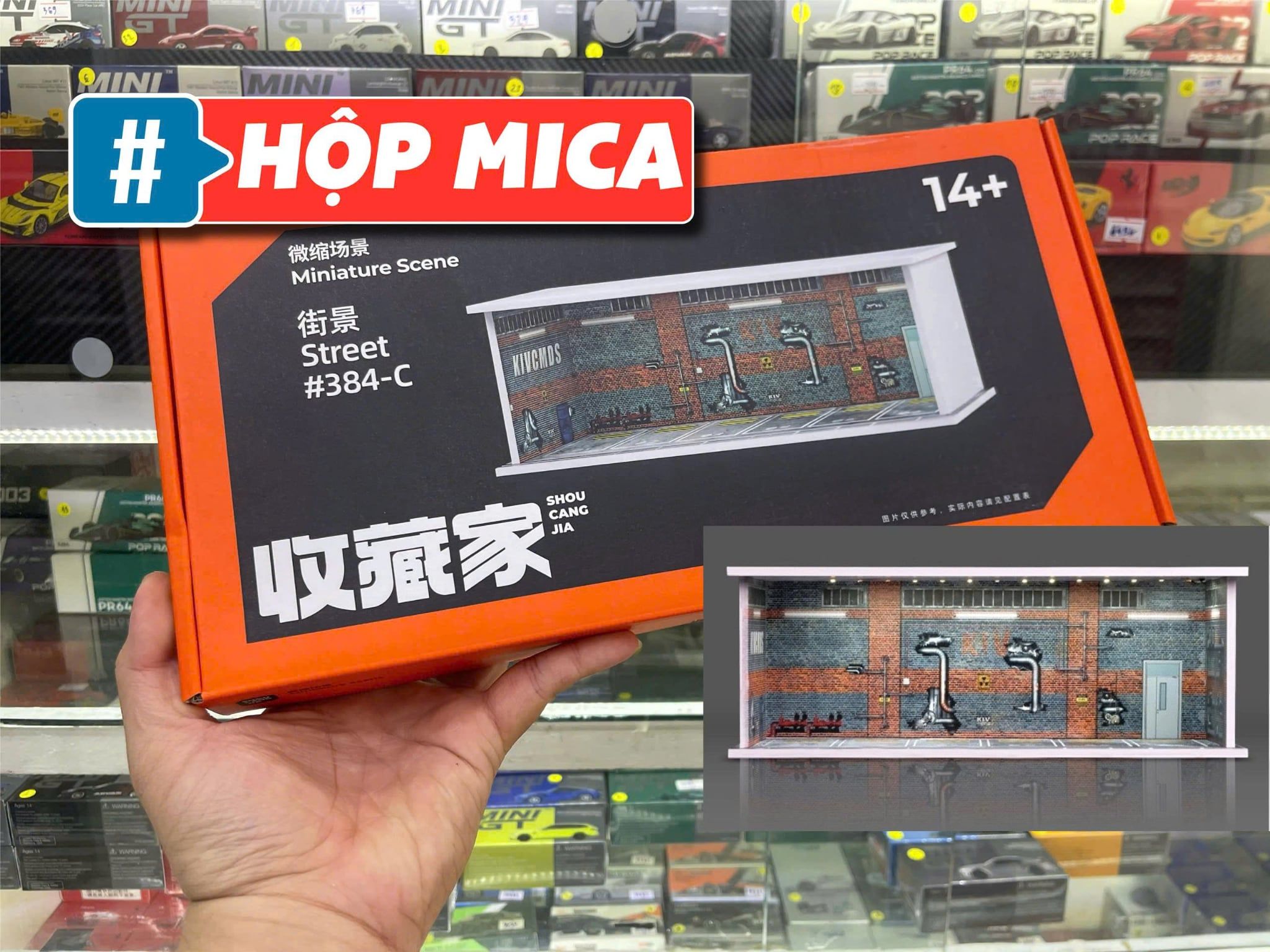  Hộp trưng bày mô phỏng bãi đậu xe bối cảnh nhà máy tỉ lệ 1:64 SHOU CANG JIN SCJ384C 
