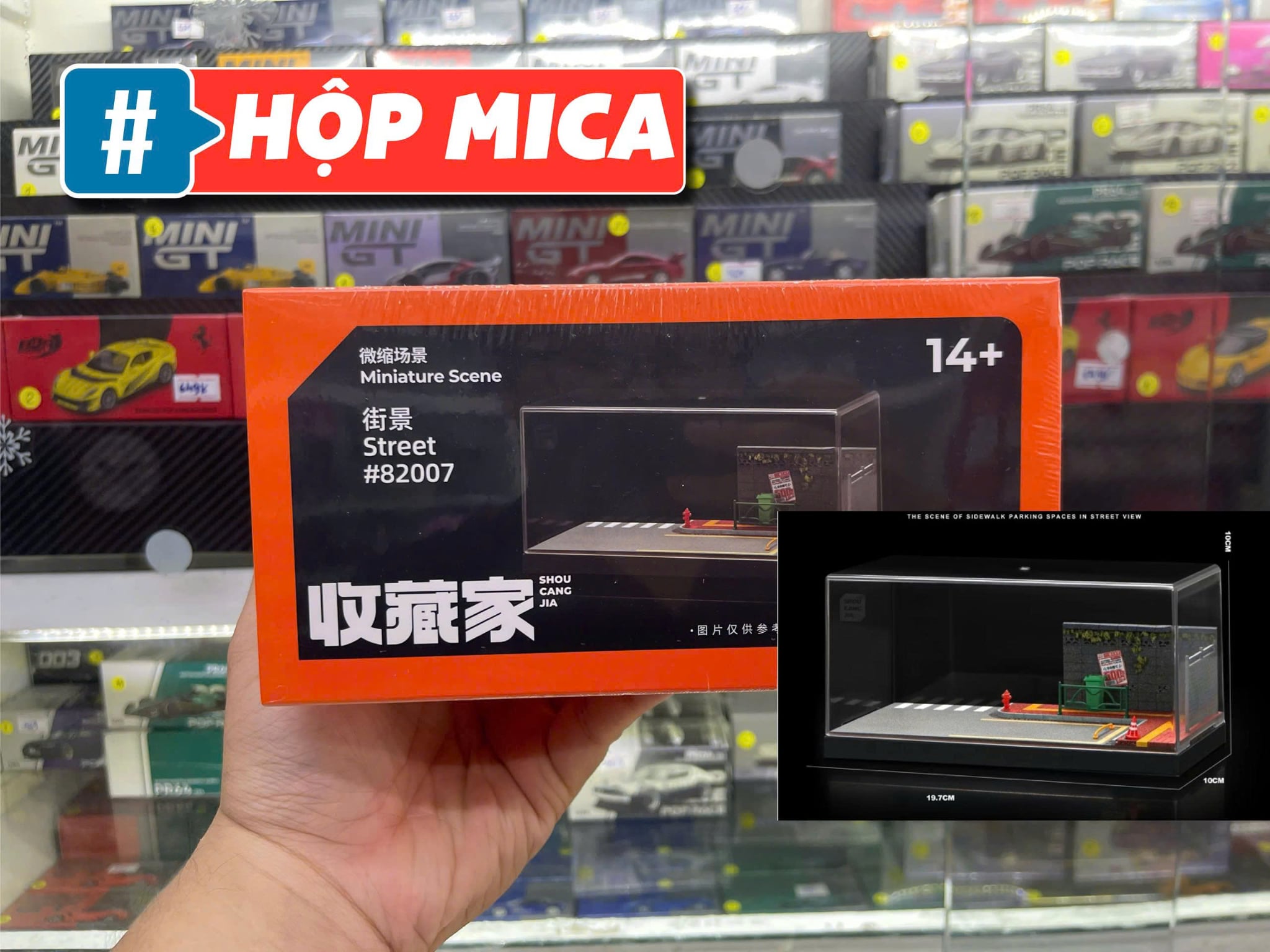  Hộp trưng bày mô phỏng lề đường và bãi đậu xe 19.7x10x10 tỉ lệ 1:64 SHOU CANG JIA SCJ82007 