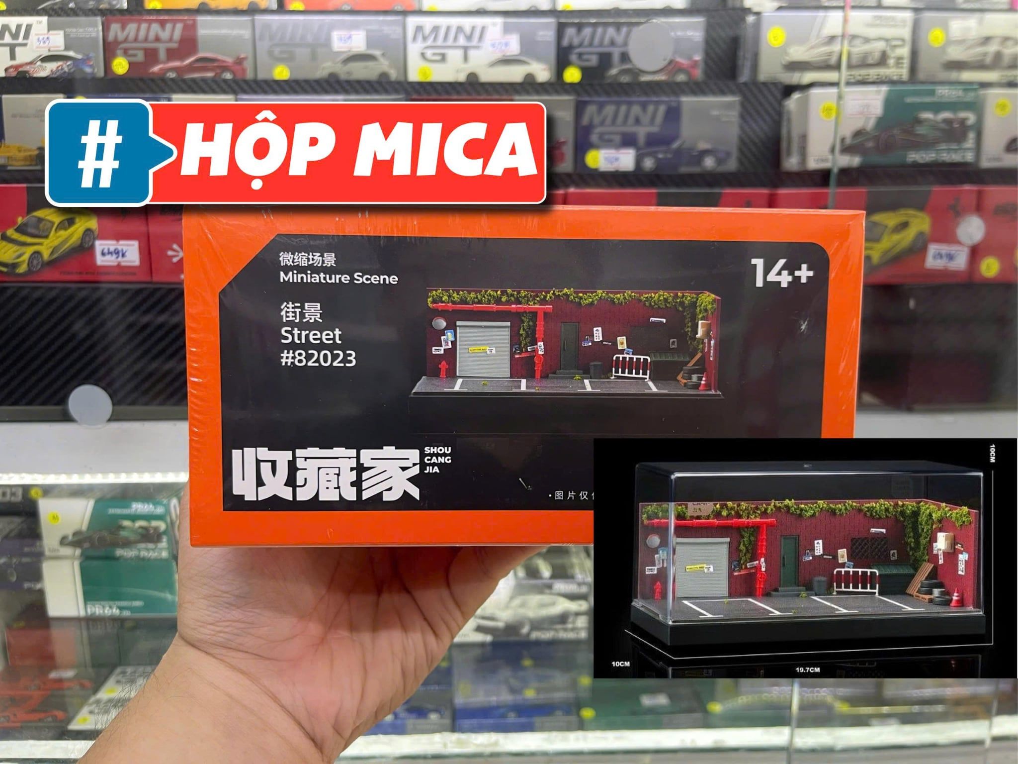  Hộp trưng bày mô phỏng góc đậu xe cũ 19.7x10x10 tỉ lệ 1:64 SHOU CANG JIA SCJ82023 