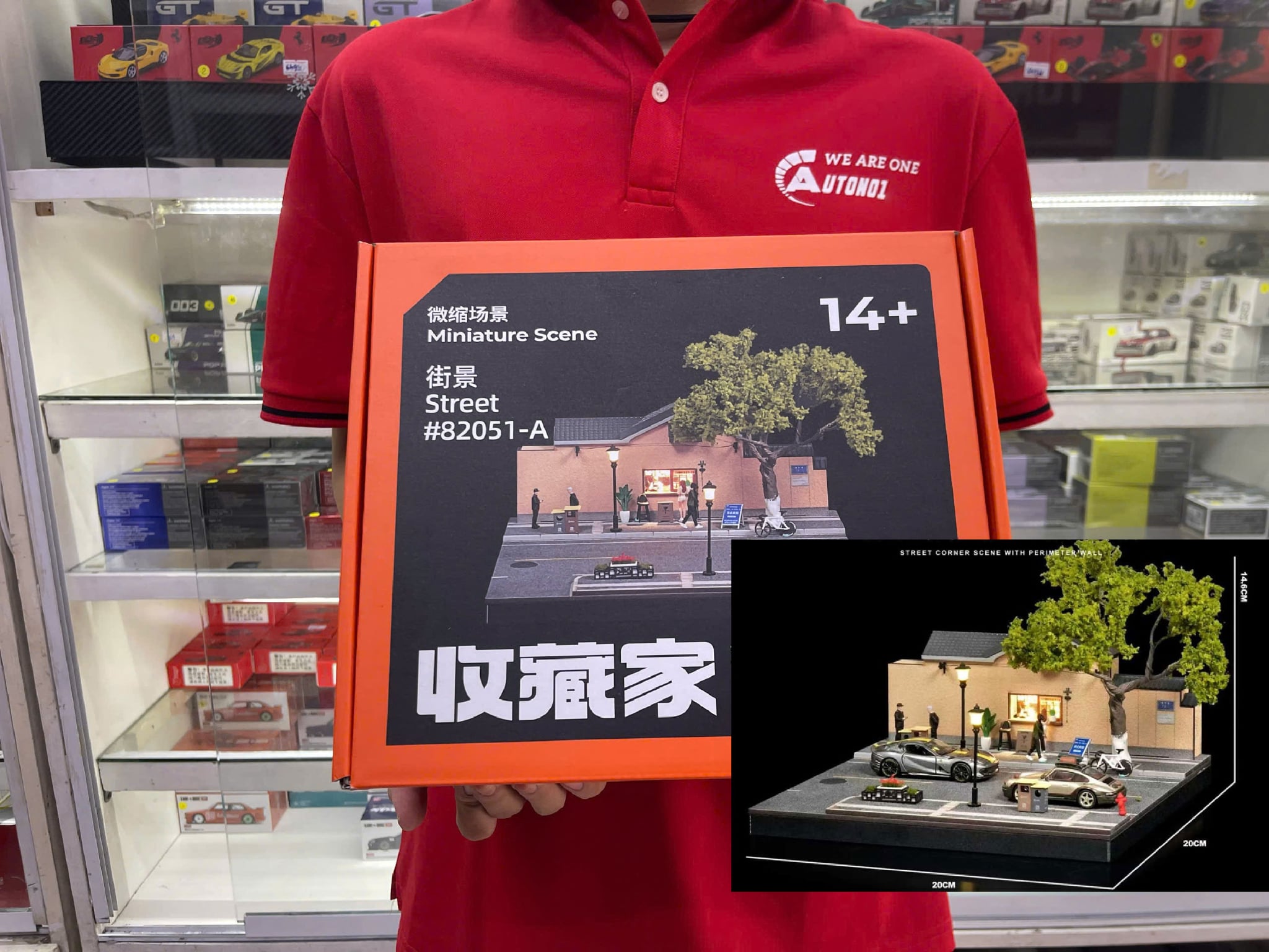  Hộp trưng bày mô phỏng diorama Coffee shop kích thước 20x20x14.6cm tỉ lệ 1:64 Shou cang jia SCJ82051-A 