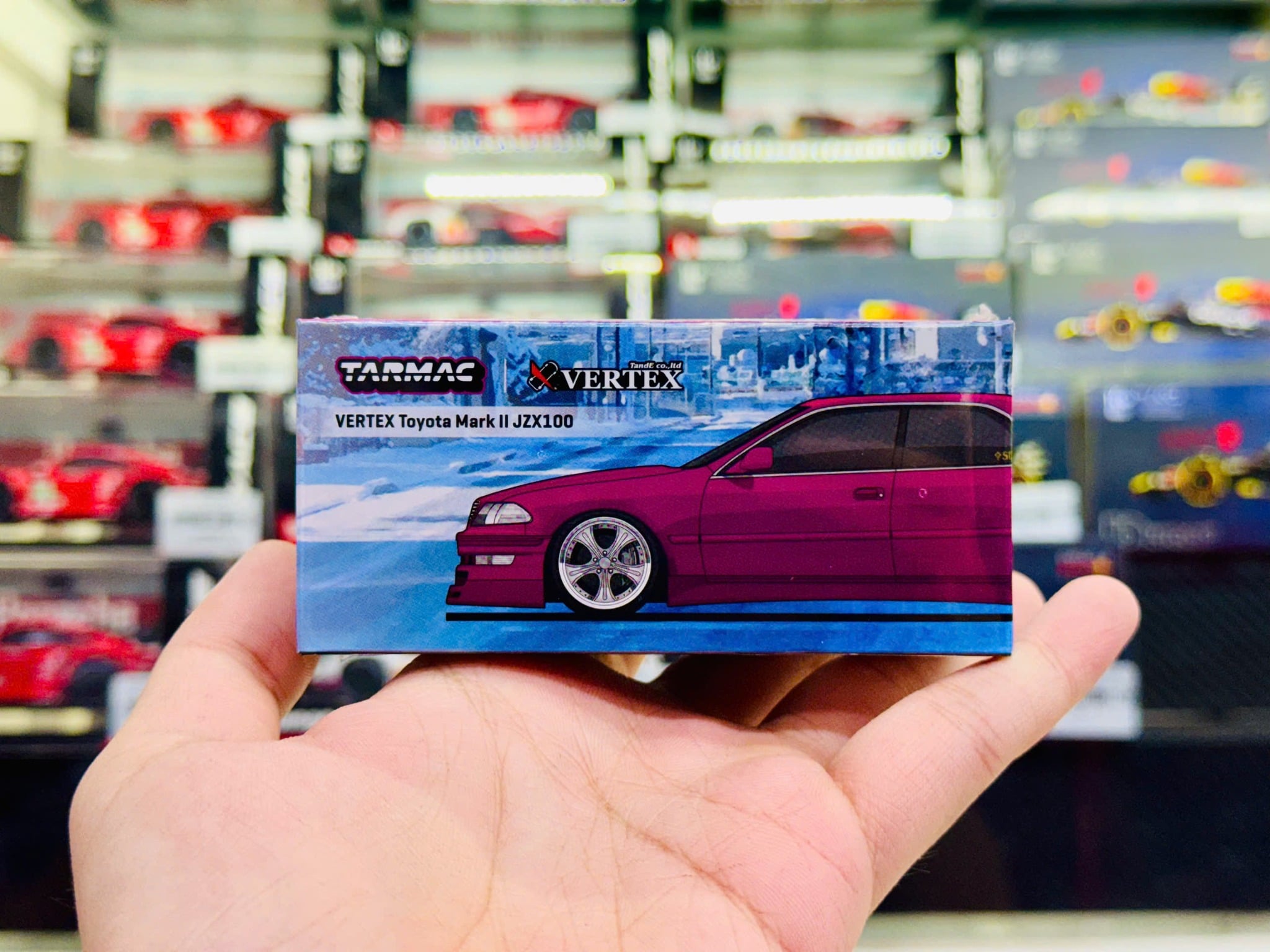  Mô hình xe VERTEX Toyota Mark II JZX100, Red Metallic tỉ lệ 1:64 Tarmac Works T64G-024-RE 