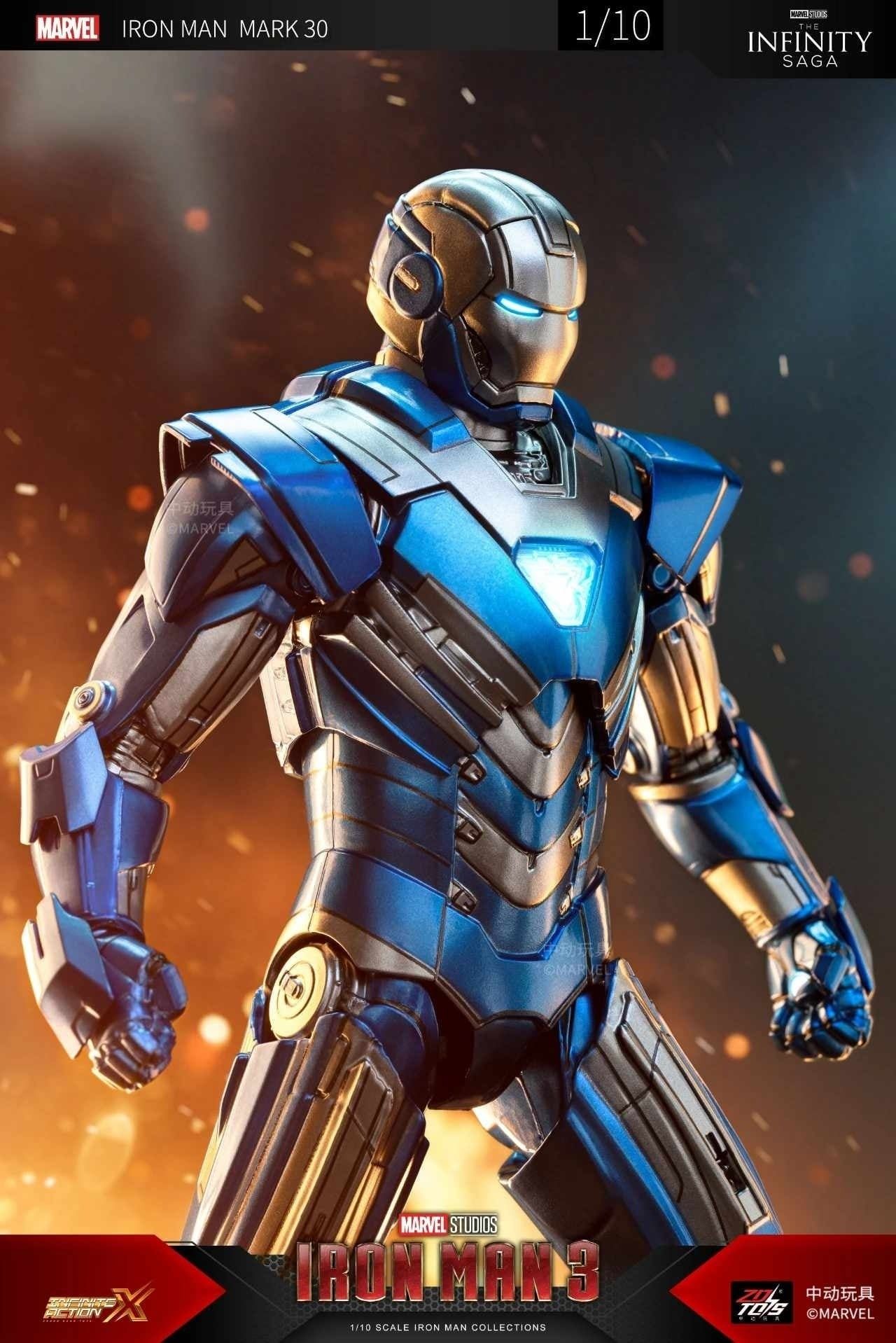  Mô hình nhân vật Marvel Iron man người sắt Mark 30 MK30 SHF Iron man 3 tỉ lệ 1:10 18CM ZM64 ZD Toys FG262 