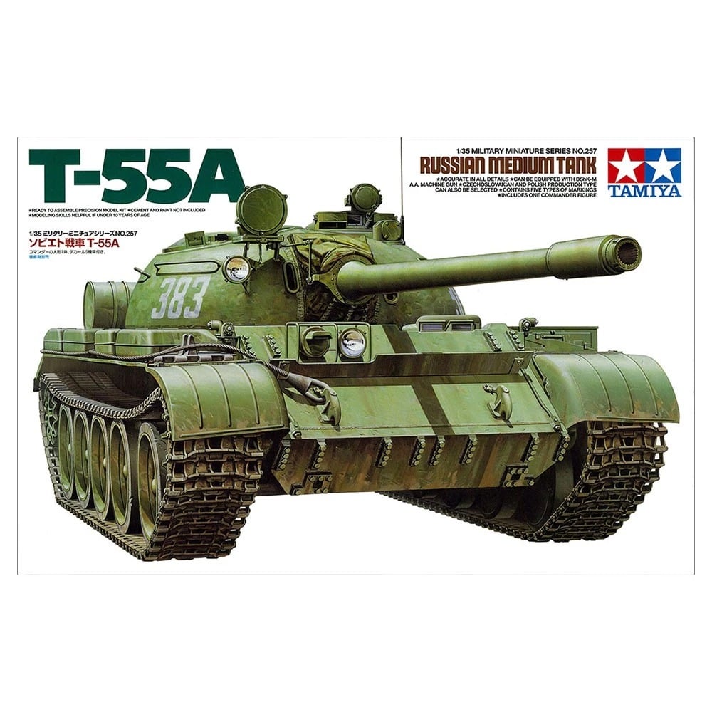  Mô hình lắp ráp xe tăng RUSSIAN MEDIUM TANK T-55A tỉ lệ 1:35 Tamiya 35257 
