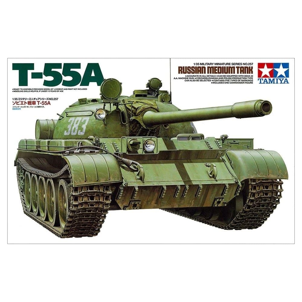 Mô hình lắp ráp xe tăng RUSSIAN MEDIUM TANK T-55A tỉ lệ 1:35 Tamiya 35257 