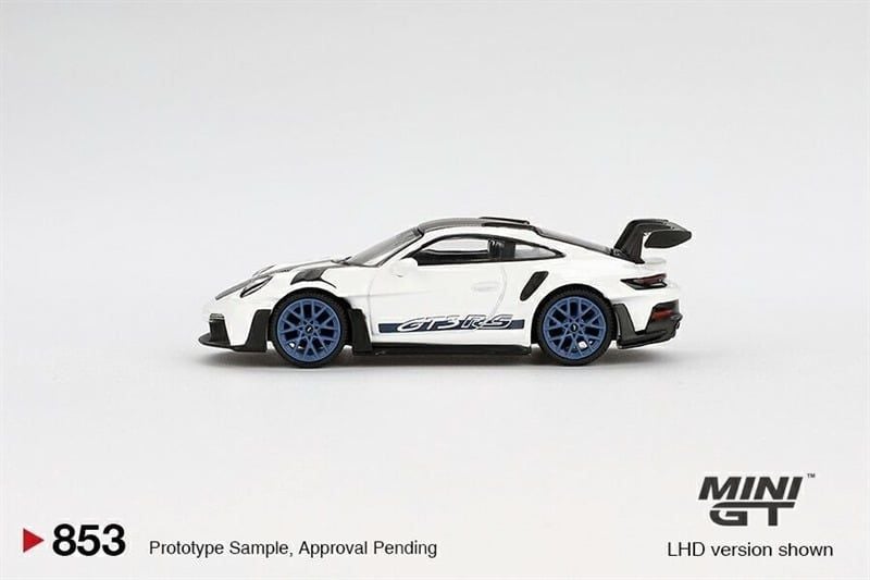  Mô hình xe Porsche 911 (992) GT3 RS Weissach Package White with Indigo Blue tỉ lệ 1:64 MiniGT MGT00853 