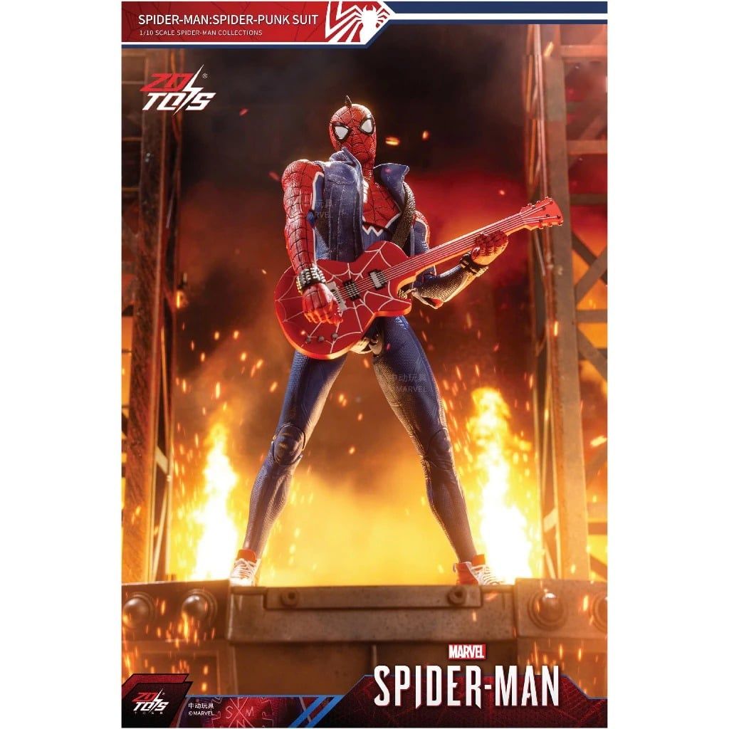  Mô hình nhân vật Marvel người nhện Spider man spider punk tỉ lệ 1:10 18CM ZD Toys ZC49 FG271 