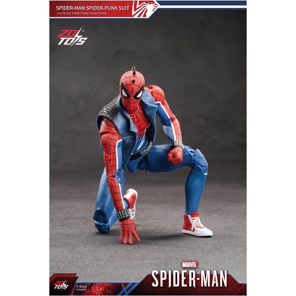  Mô hình nhân vật Marvel người nhện Spider man spider punk tỉ lệ 1:10 18CM ZD Toys ZC49 FG271 
