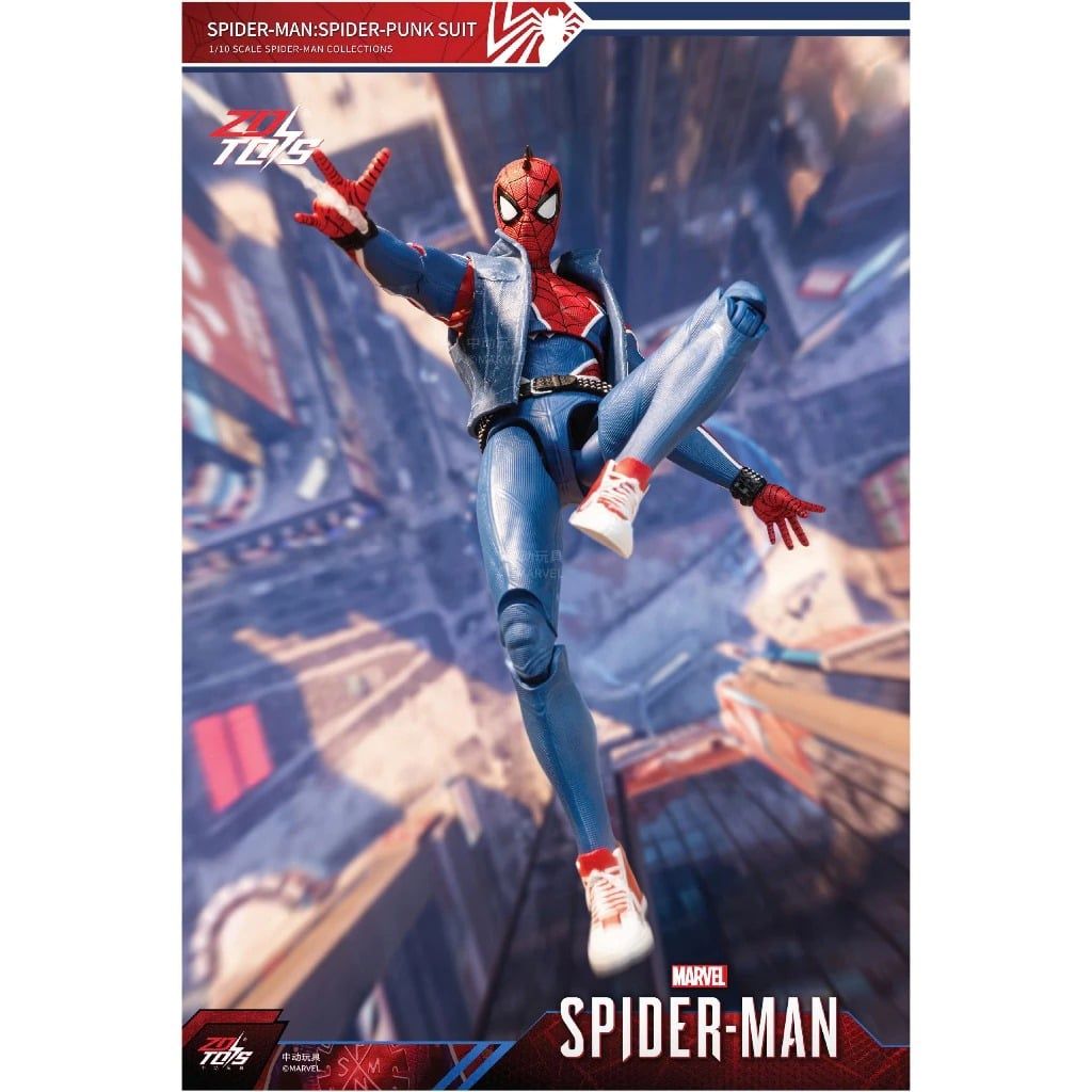  Mô hình nhân vật Marvel người nhện Spider man spider punk tỉ lệ 1:10 18CM ZD Toys ZC49 FG271 