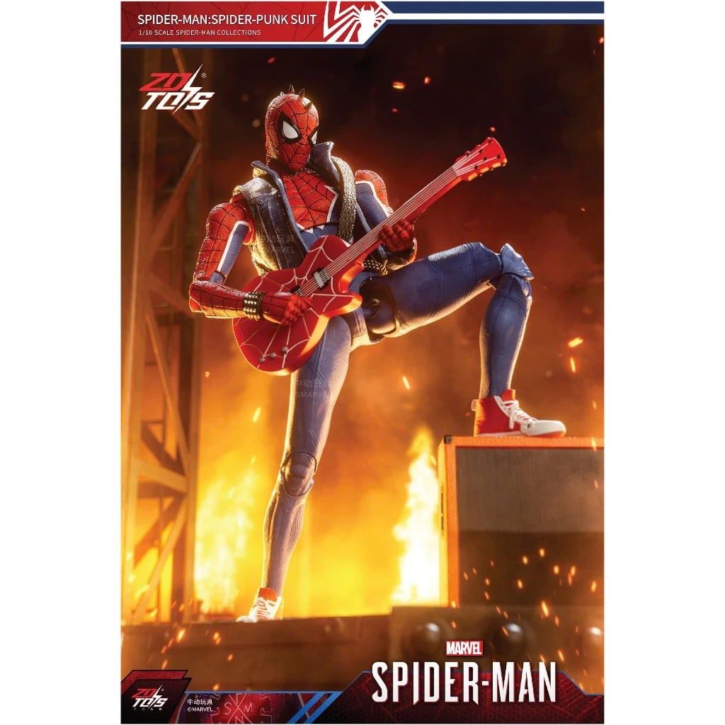  Mô hình nhân vật Marvel người nhện Spider man spider punk tỉ lệ 1:10 18CM ZD Toys ZC49 FG271 