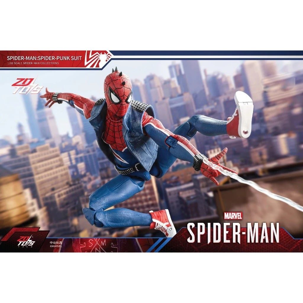  Mô hình nhân vật Marvel người nhện Spider man spider punk tỉ lệ 1:10 18CM ZD Toys ZC49 FG271 