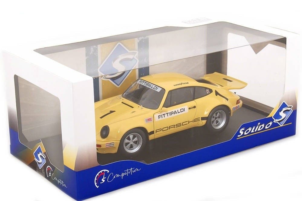  Mô hình xe ô tô Porsche 911 ROC - IROC Riverside 1974 #1 Fittipaldi tỉ lệ 1:18 Solido model S1810703 