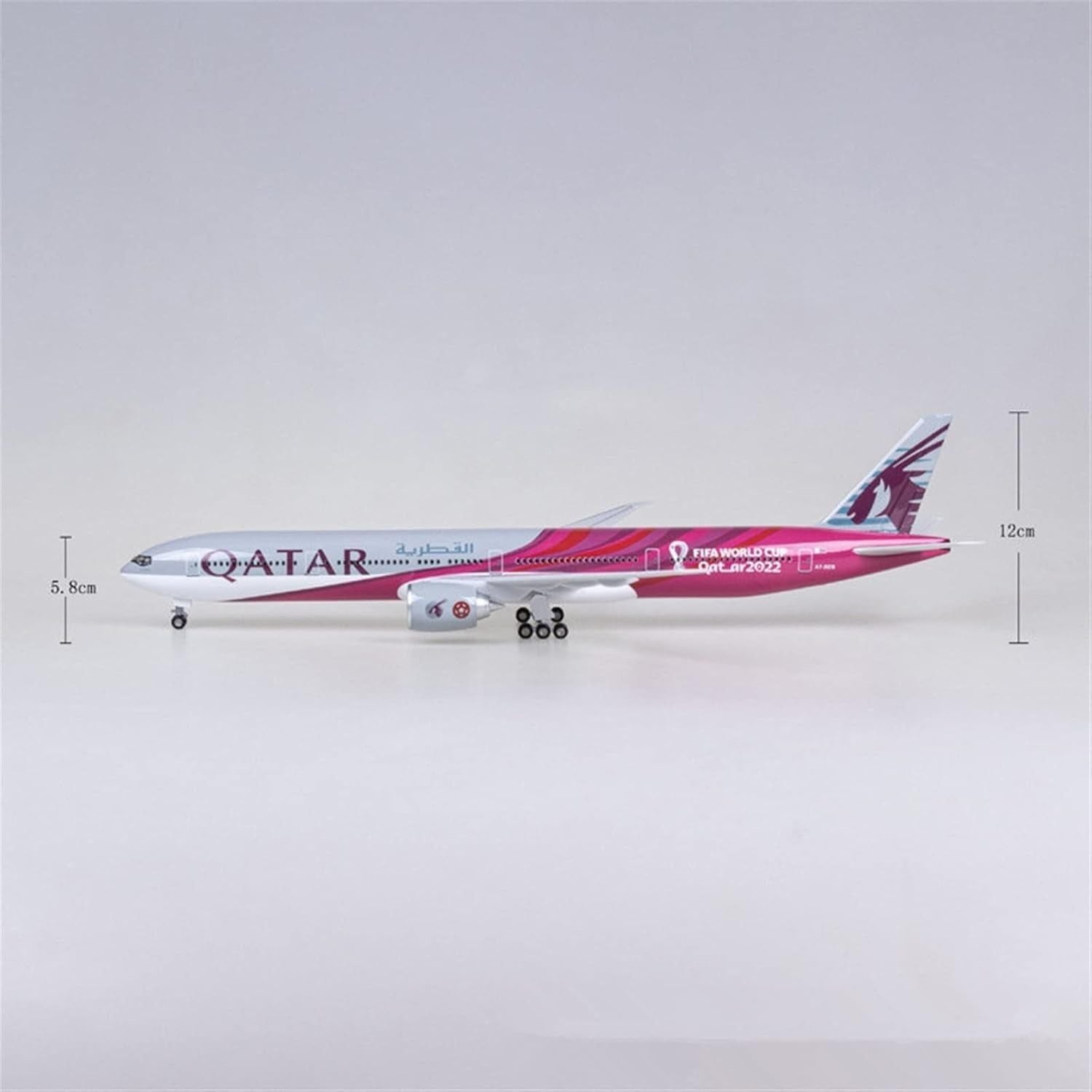  Mô hình máy bay Qatar FiFa World cup 2022 Boeing B777 có bánh xe kích thước 47cm no led MB47109 