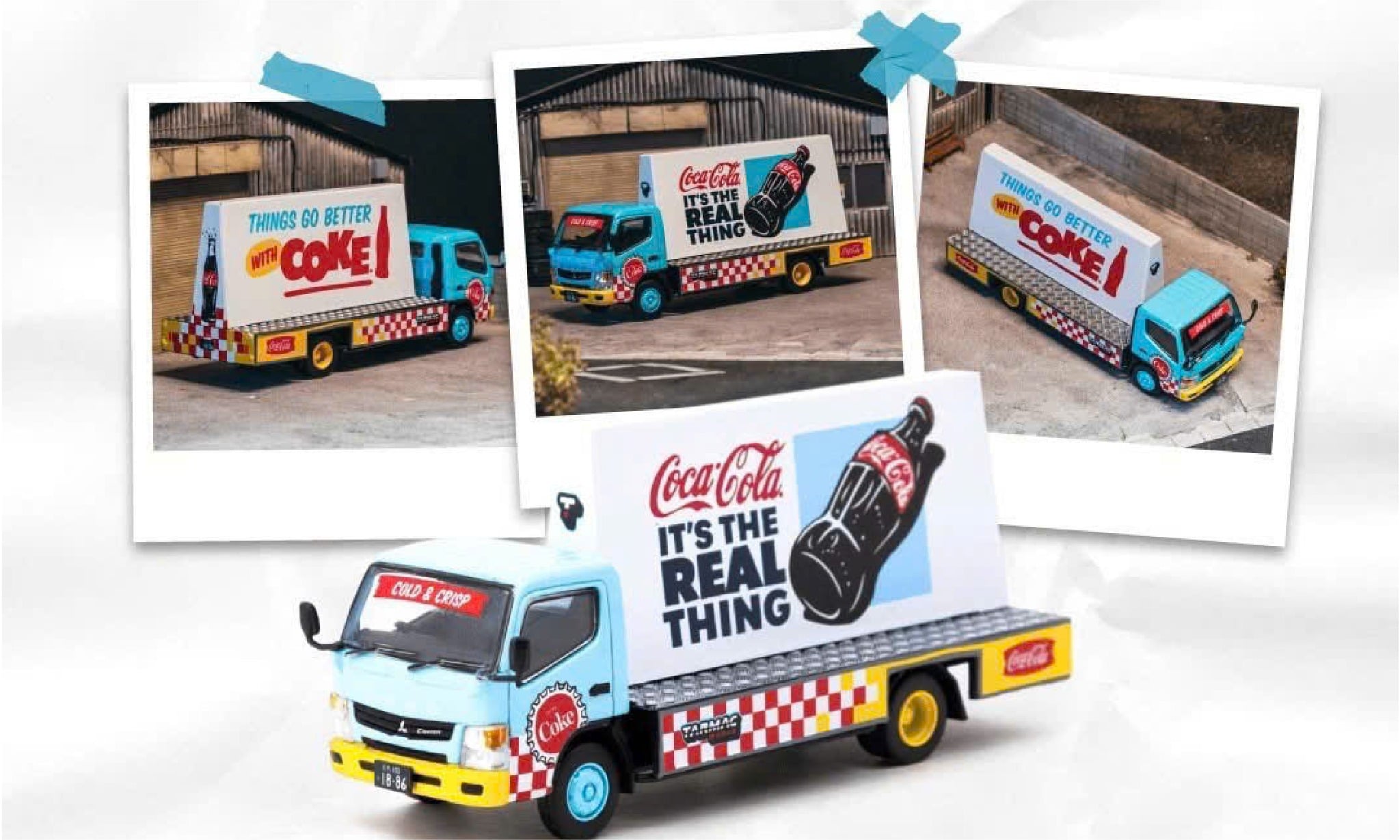  Mô hình xe tải Mitsubishi Fuso Canter Advertisement Truck Coca-Cola tỉ lệ 1:64 Tarmac Works T64T-TL002-CC2 