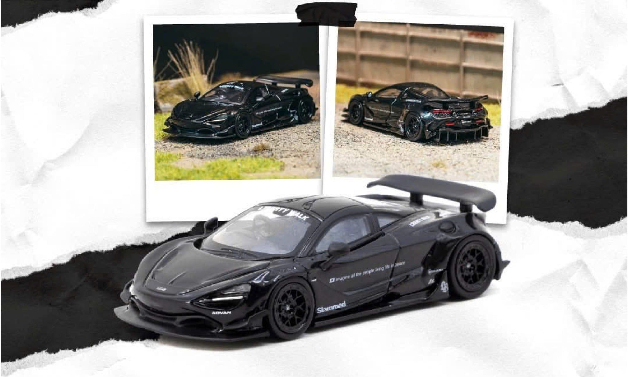  Mô hình xe Mclaren 720s LB-WORKS black tỉ lệ 1:64 Tarmac Works x CM model T64-106-BK 