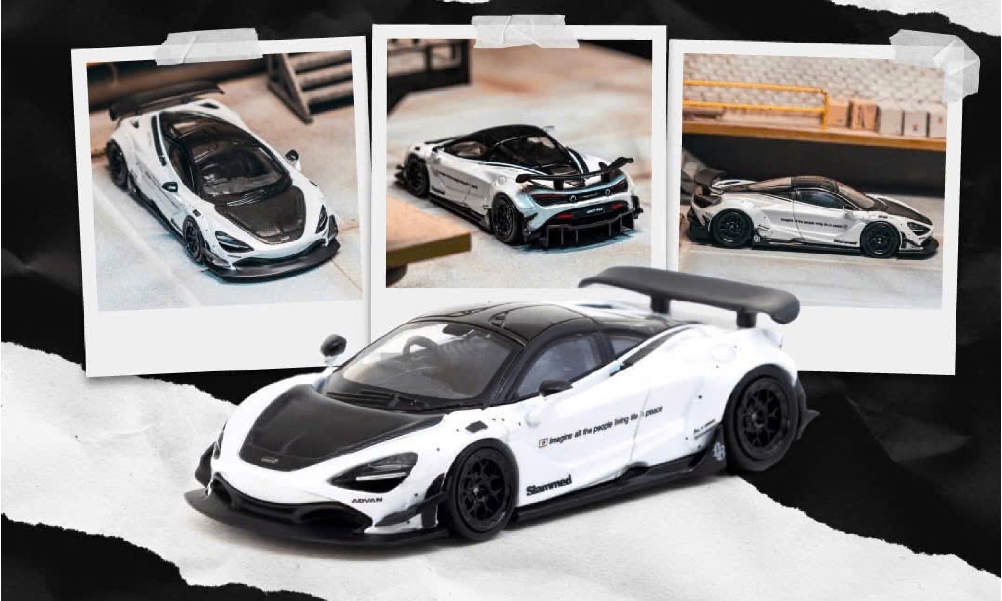  Mô hình xe Mclaren 720s LB-WORKS white tỉ lệ 1:64 Tarmac Works x CM model T64-106-WH 