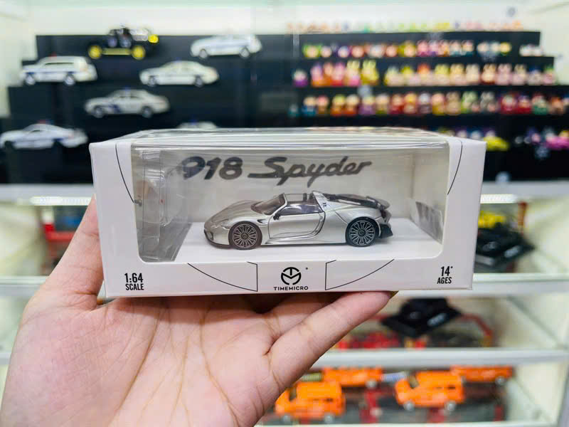  Mô hình xe Porsche 918 Spyder Silver tỉ lệ 1:64 Time micro TM643512-1 