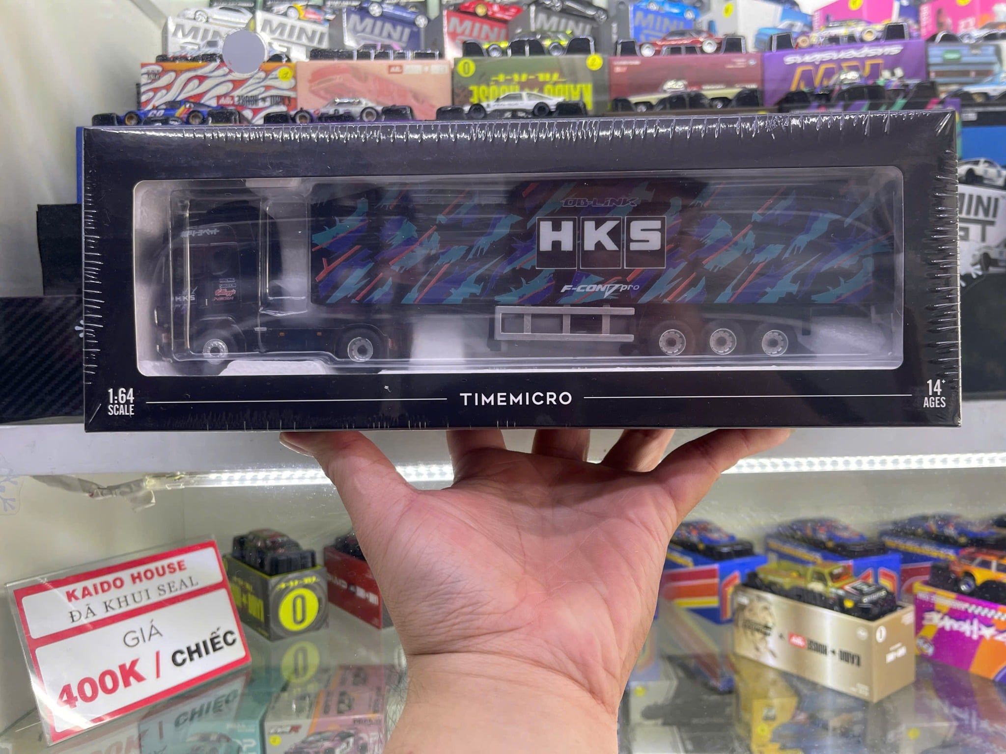  Mô hình xe đầu kéo Scania kèm trailer container HKS tỉ lệ 1:64 Time Micro TM644014 