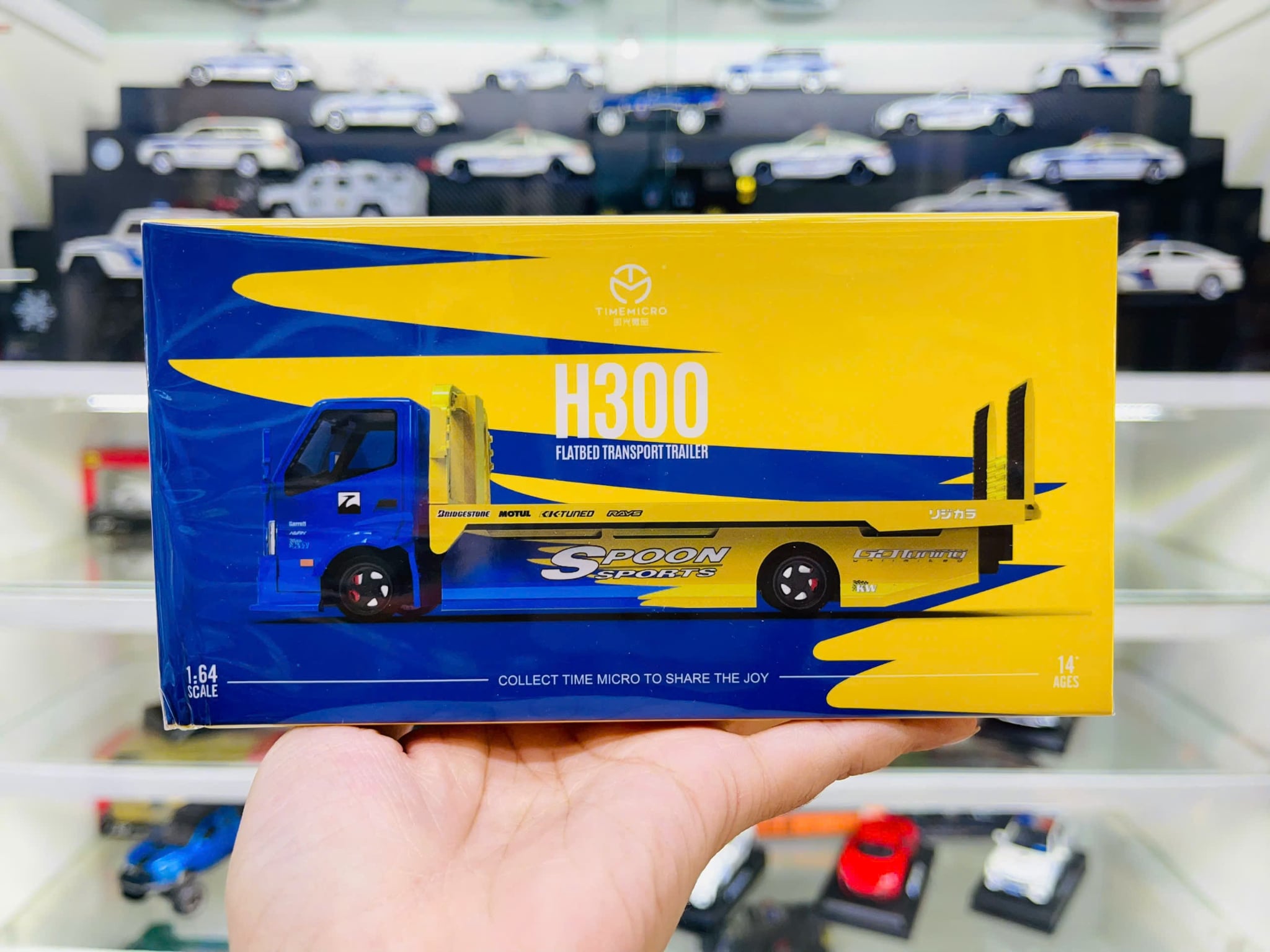  Mô hình xe móoc vận chuyển sàn phẳng H300 Flatbed Transport Trailer SPOON tỉ lệ 1:64 Time Micro TM647203 