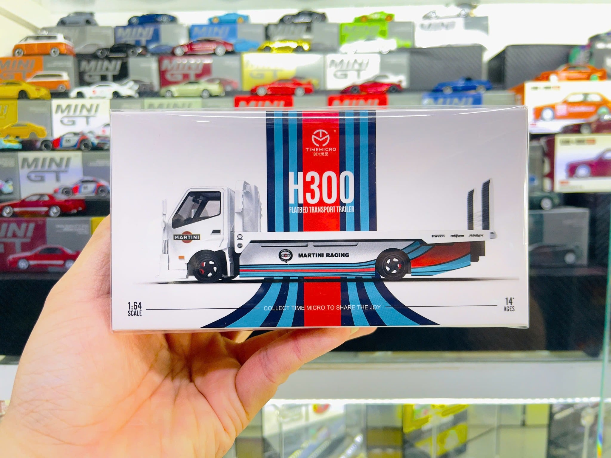  Mô hình xe móoc vận chuyển sàn phẳng H300 Flatbed Transport Trailer MARTINI tỉ lệ 1:64 Time Micro TM647204 