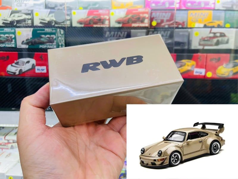  Mô hình xe Porsche RWB 964 Beige tỉ lệ 1:64 Time micro x PSC Design TM648501 