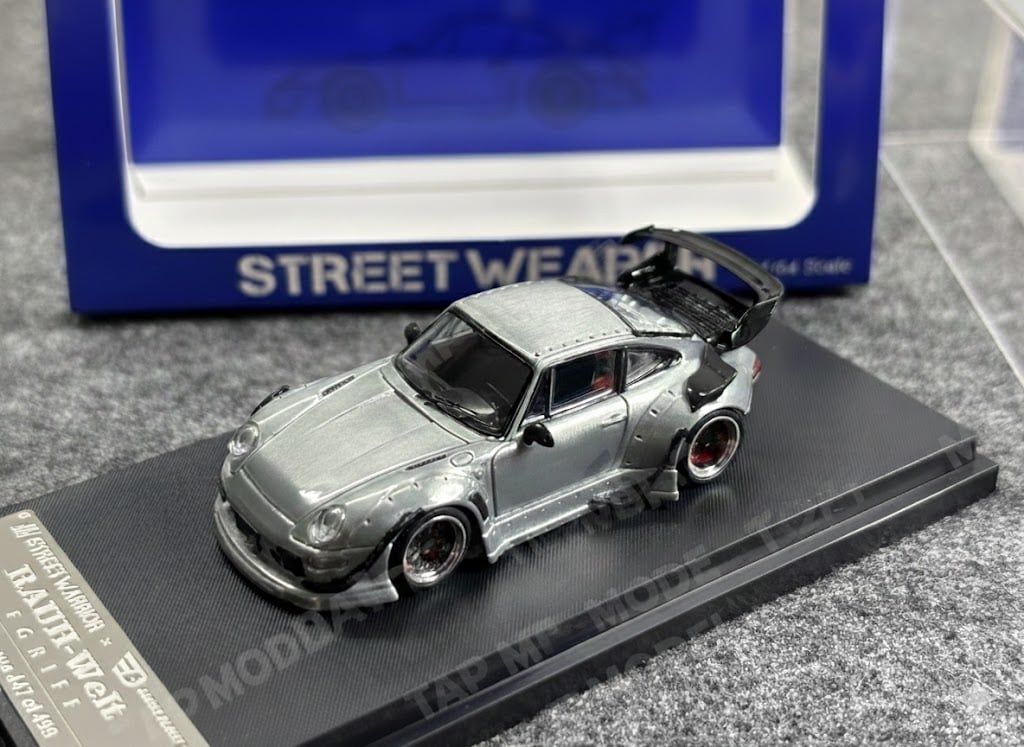  Mô hình xe Porsche Rauth Welt RWB 993 silver tỉ lệ 1:64 Street weapon OT64746 