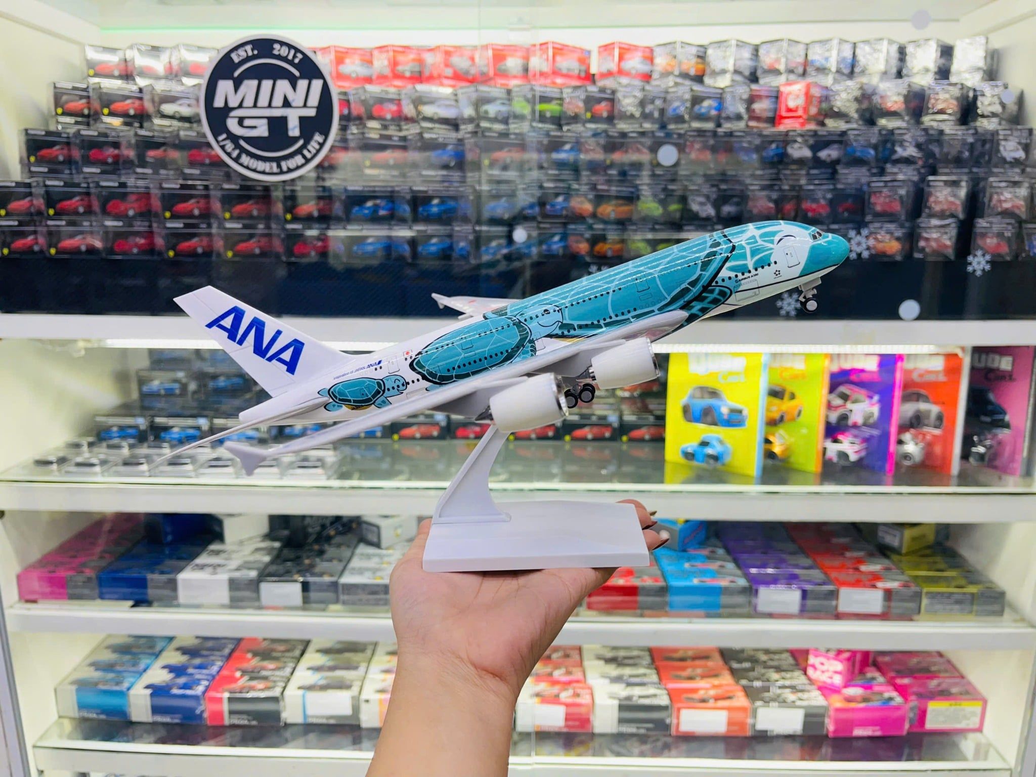  Mô hình máy bay ANA Turtle Green Airbus A380 30cm MB30030 