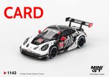  Mô hình xe Porsche 911 GT3 R #77 AO Racing 2025 IMSA Petit Le Mans bản card tỉ lệ 1:64 MiniGT MGT01143 