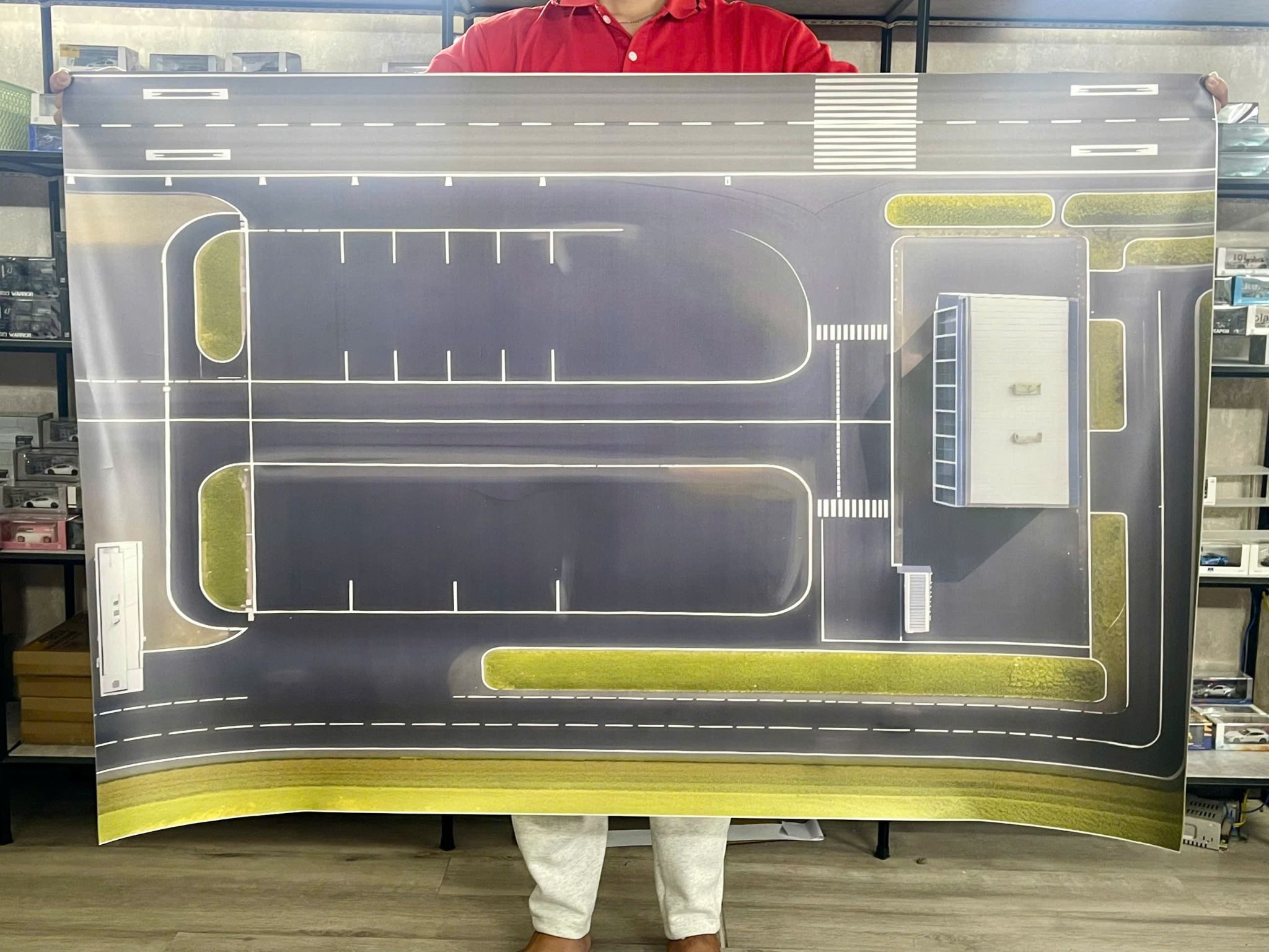  Phụ kiện trưng bày sàn đỗ xe, mặt đường chất liệu in pp 80x120cm cán mờ chống nước bụi bẩn dành cho xe mô hình nhiều tỉ lệ DR048 